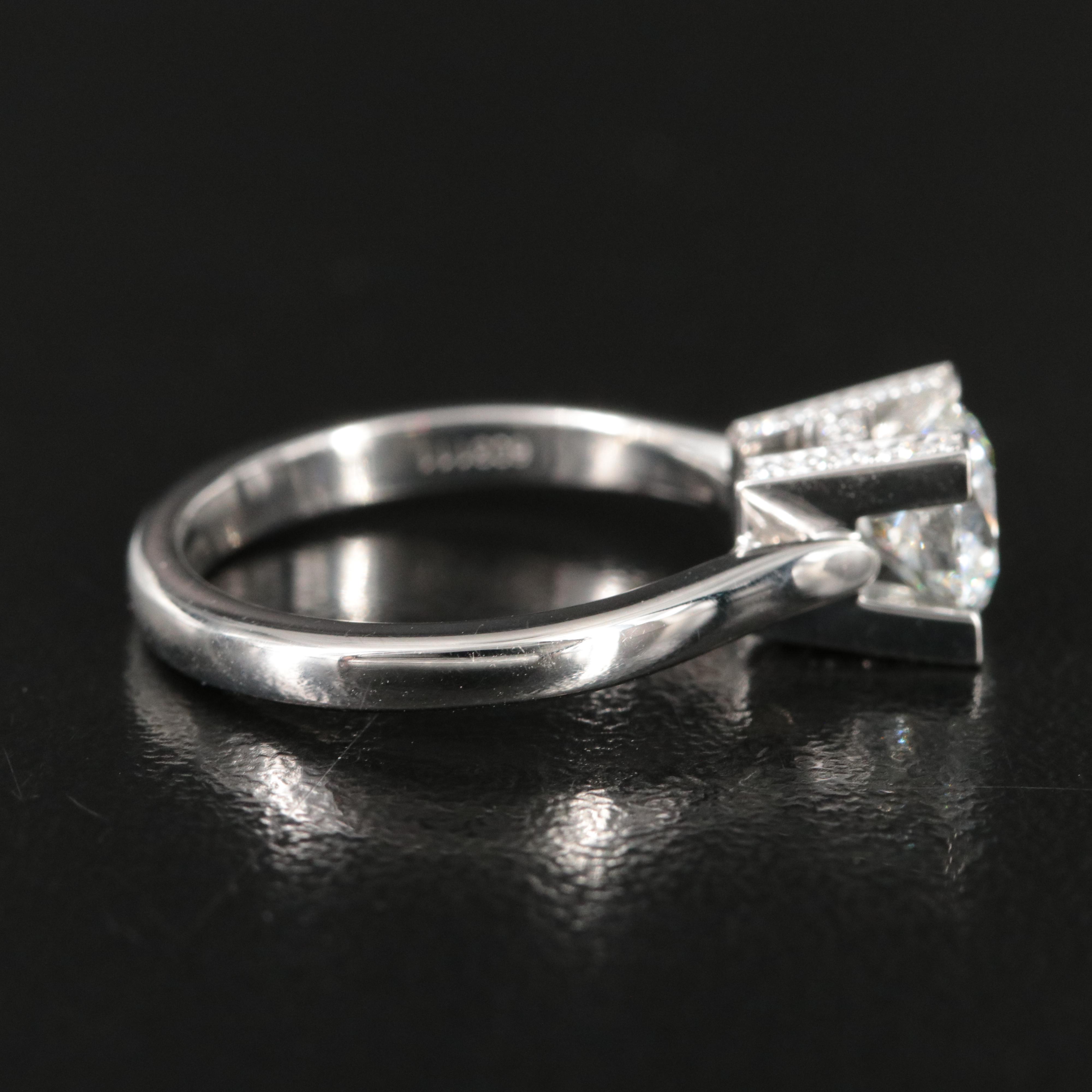 Harry Winston Platinum 1.30 CTW HW Logo Micropavé Ring with GIA Report