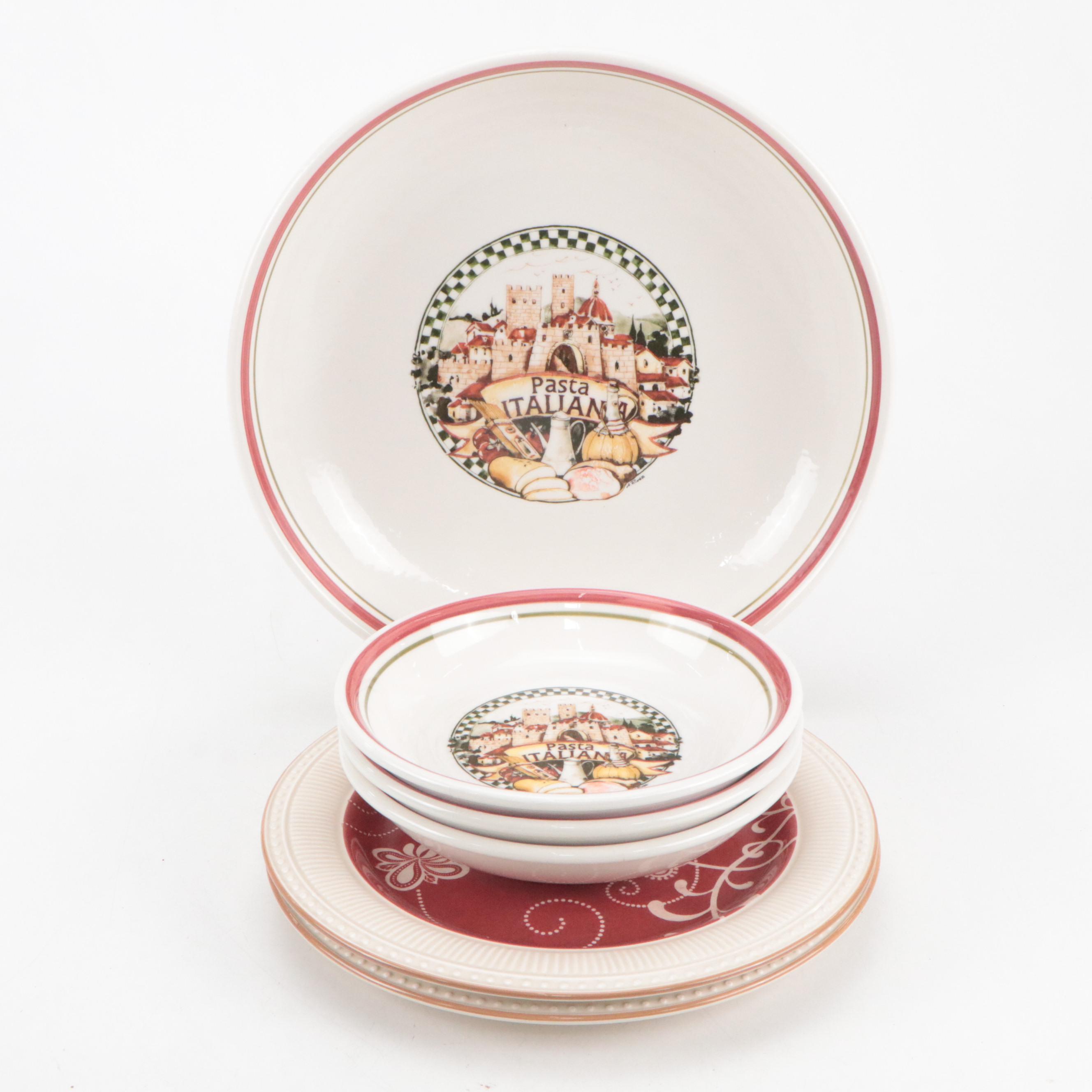 Pier 1 "Maribeth" Plates with Italian Pasta Bowls