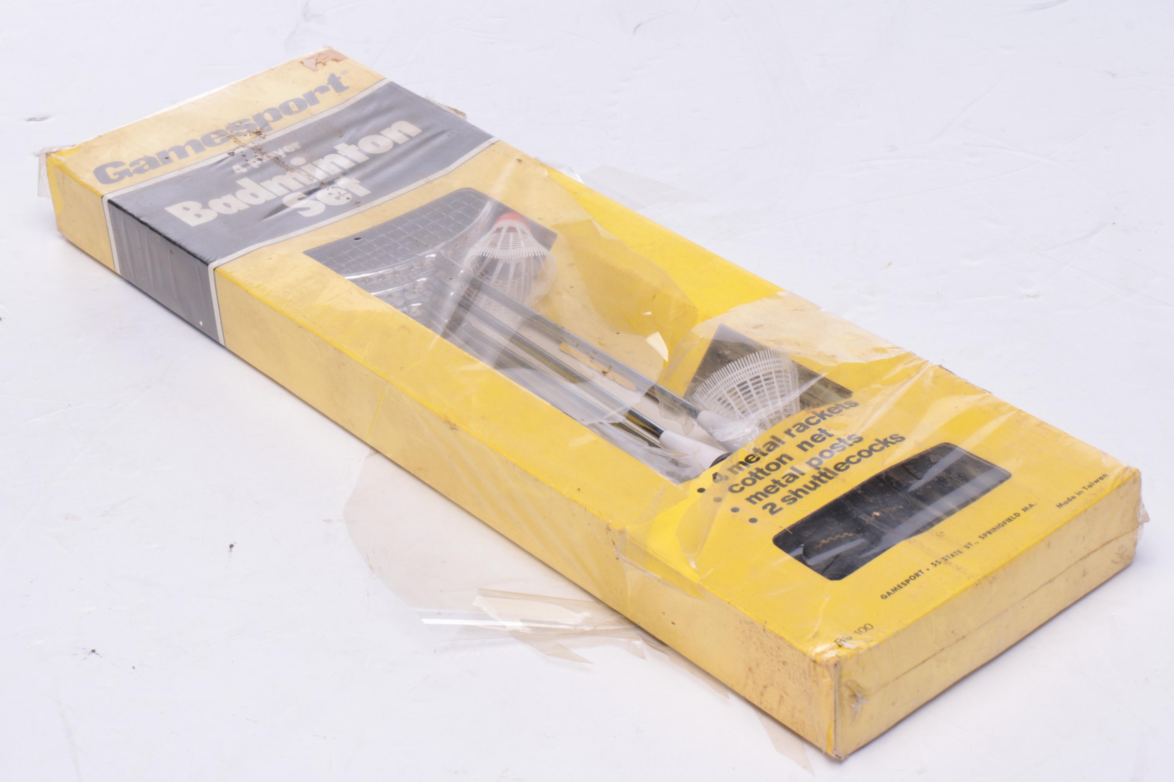 Gamesport Badminton Set with Wooden Croquet Set in Case and Kellogg's Bat