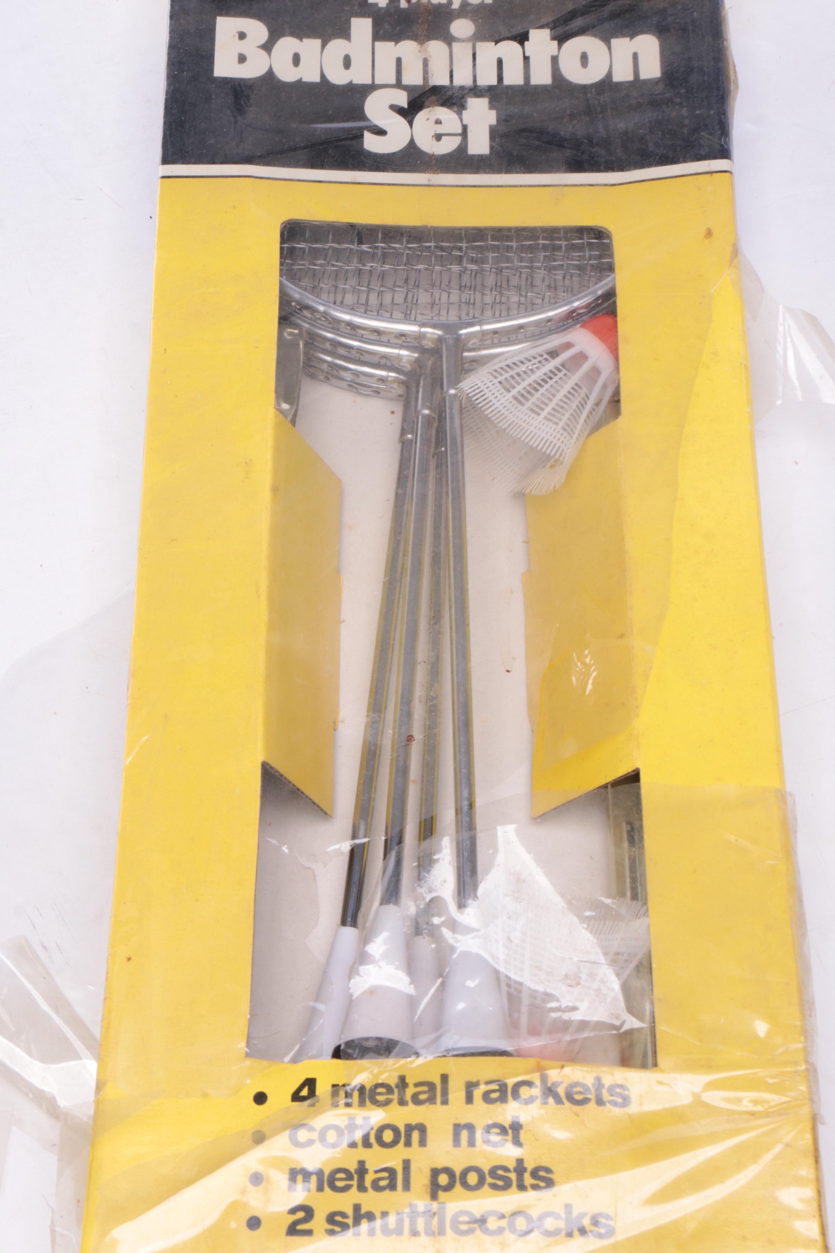 Gamesport Badminton Set with Wooden Croquet Set in Case and Kellogg's Bat