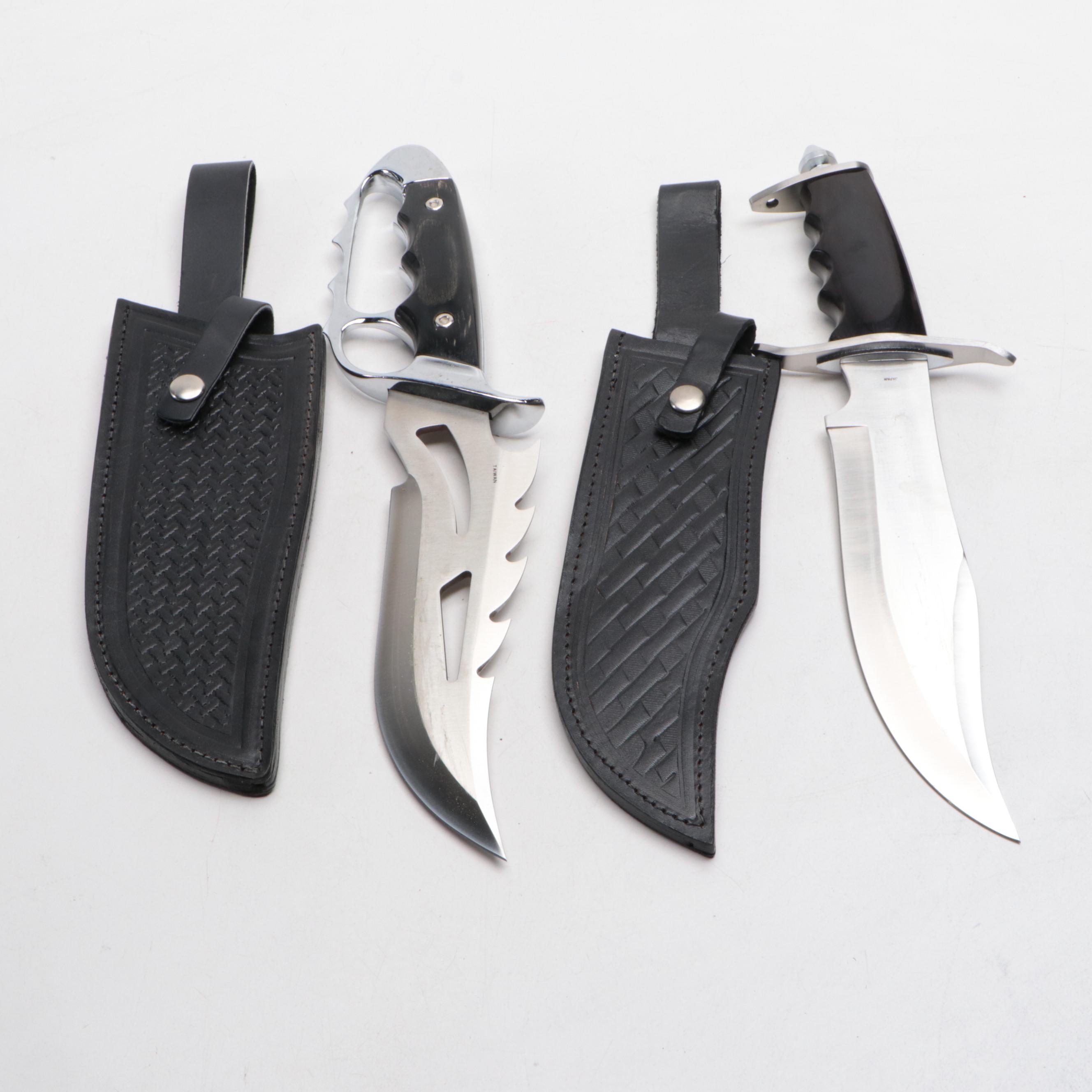 Frost Cutlery "Undertaker Warrior" and "Cat Paw" Bowie Knives with Scabbards