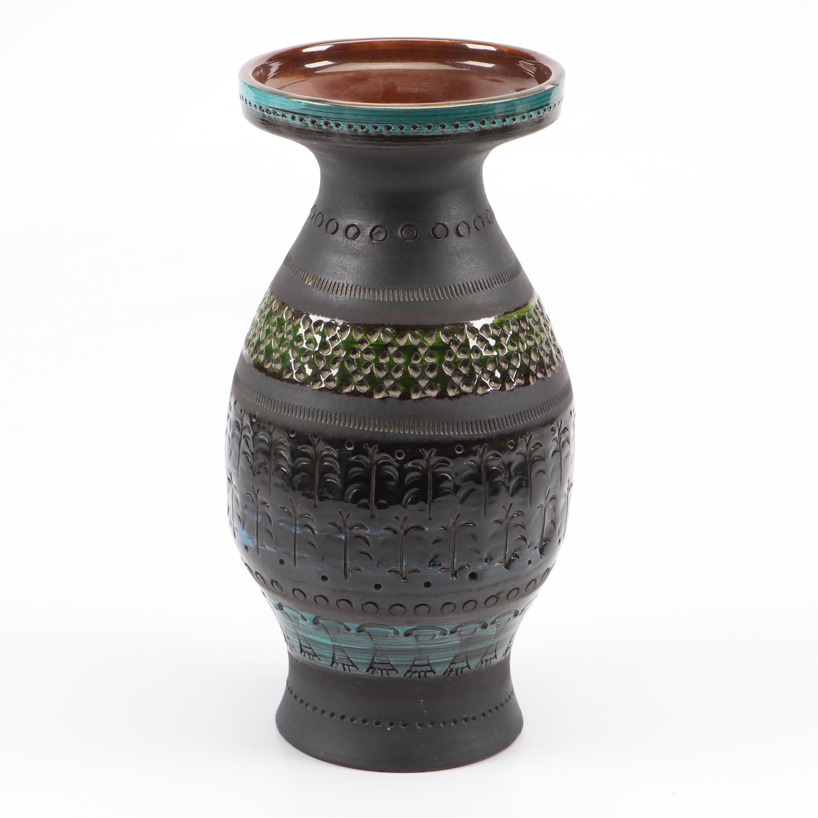 Aldo Londi for Bitossi "Rimini Blue" Ceramic Vase with Ceramic Lidded Jars