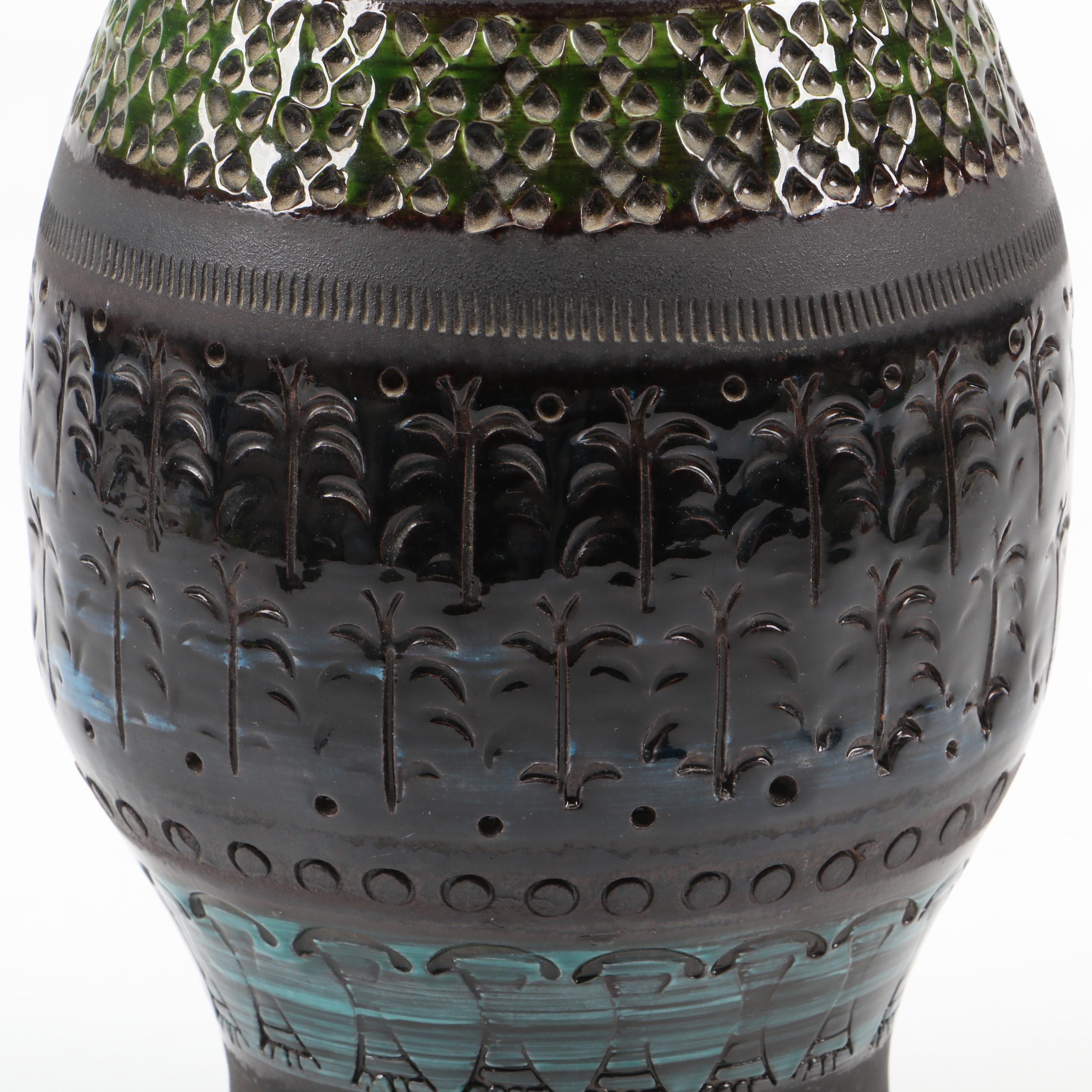 Aldo Londi for Bitossi "Rimini Blue" Ceramic Vase with Ceramic Lidded Jars