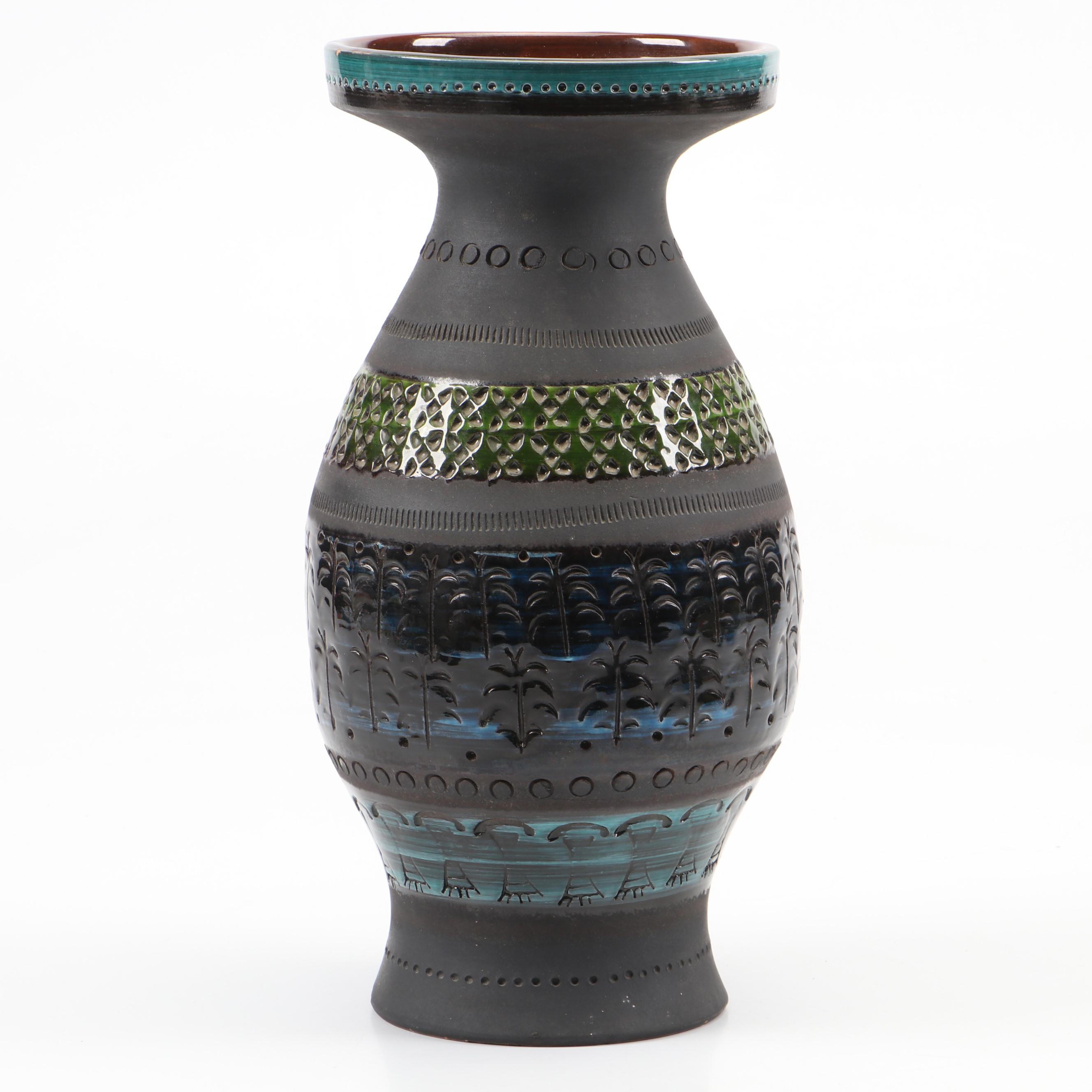 Aldo Londi for Bitossi "Rimini Blue" Ceramic Vase with Ceramic Lidded Jars