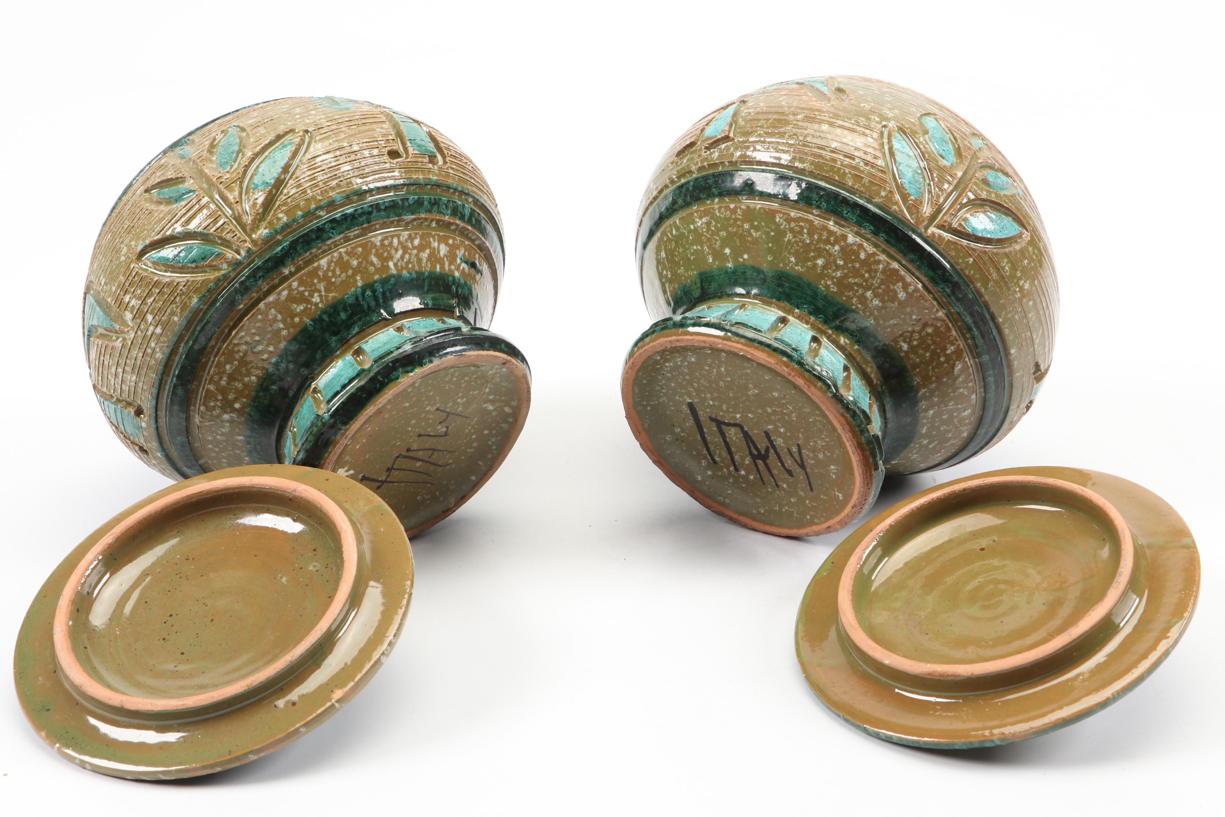 Aldo Londi for Bitossi "Rimini Blue" Ceramic Vase with Ceramic Lidded Jars