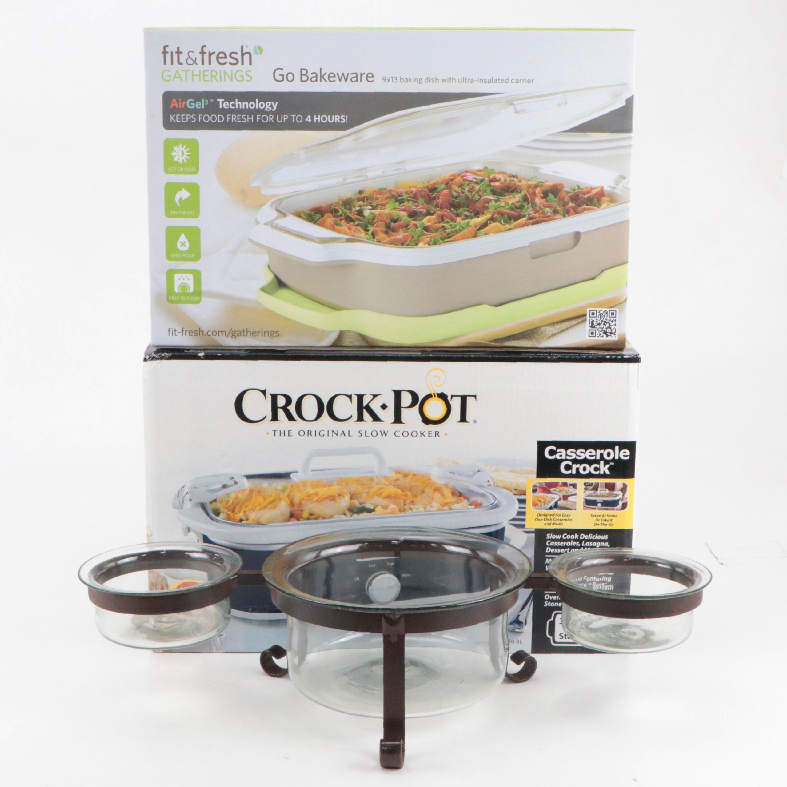 Fit & Fresh Gatherings Go Bake-Ware with Crock-Pot Slow Cooker and Serving Bowl