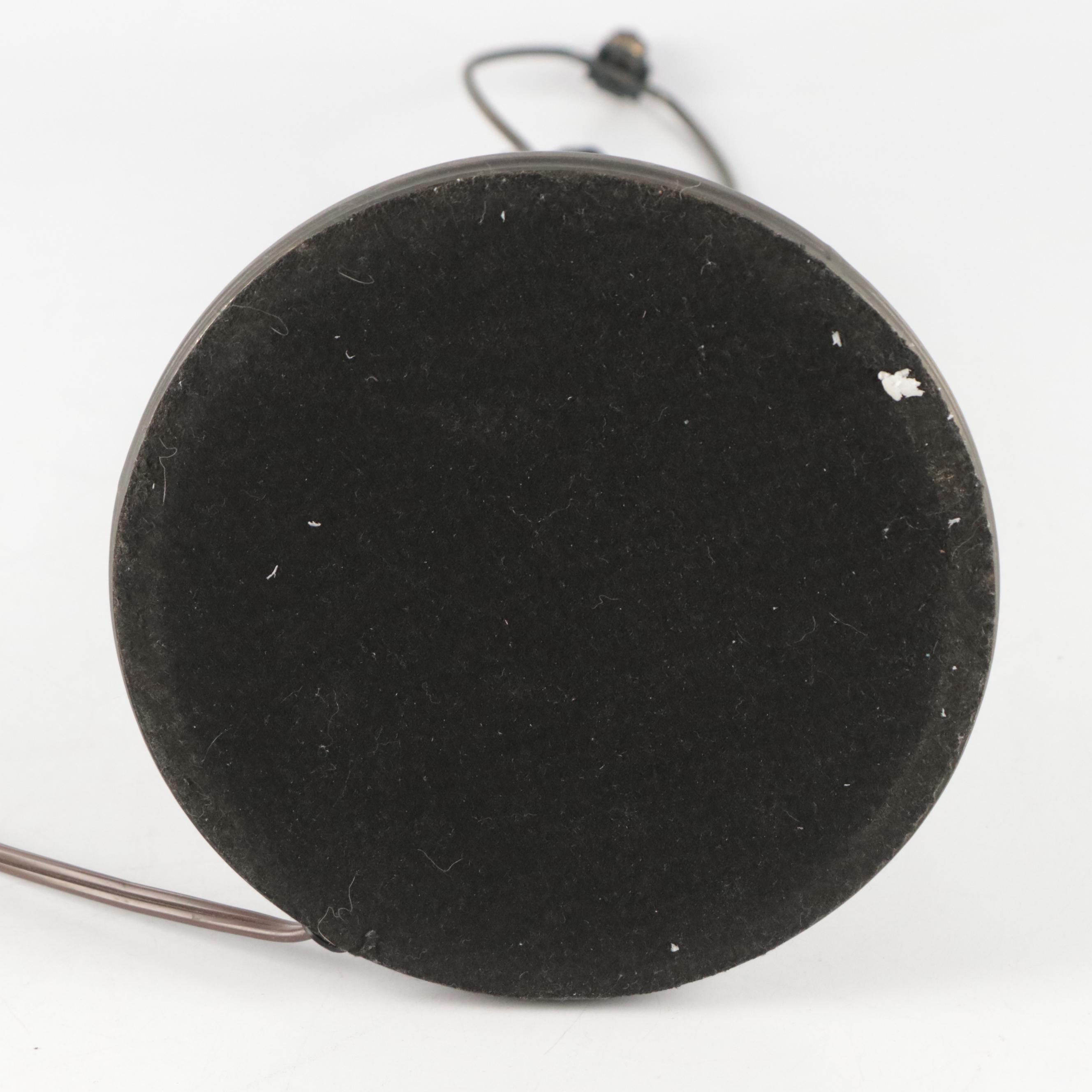 Dale Tiffany Style Slag Glass Lotus Motif Shade with Pressed Metal Table Lamp