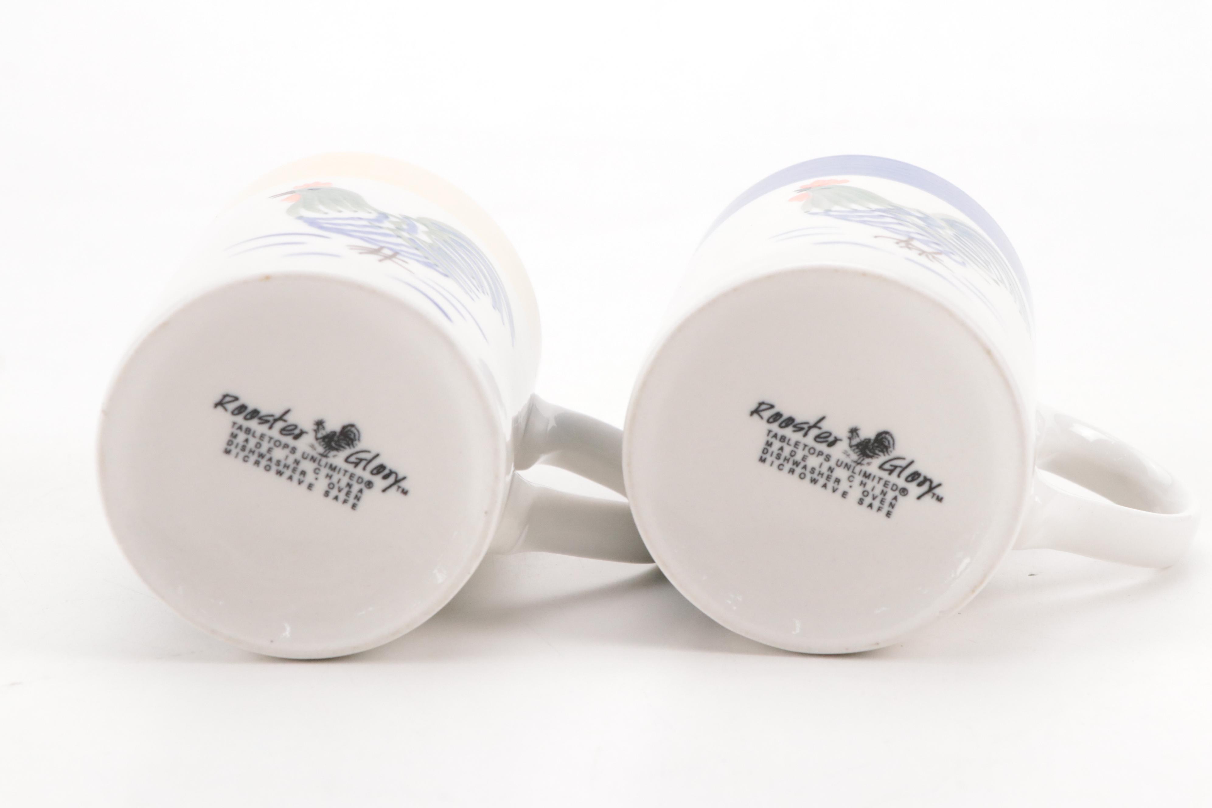 Tabletops Unlimited "Rooster Glory" Mugs with Other Kitchenware and Decor