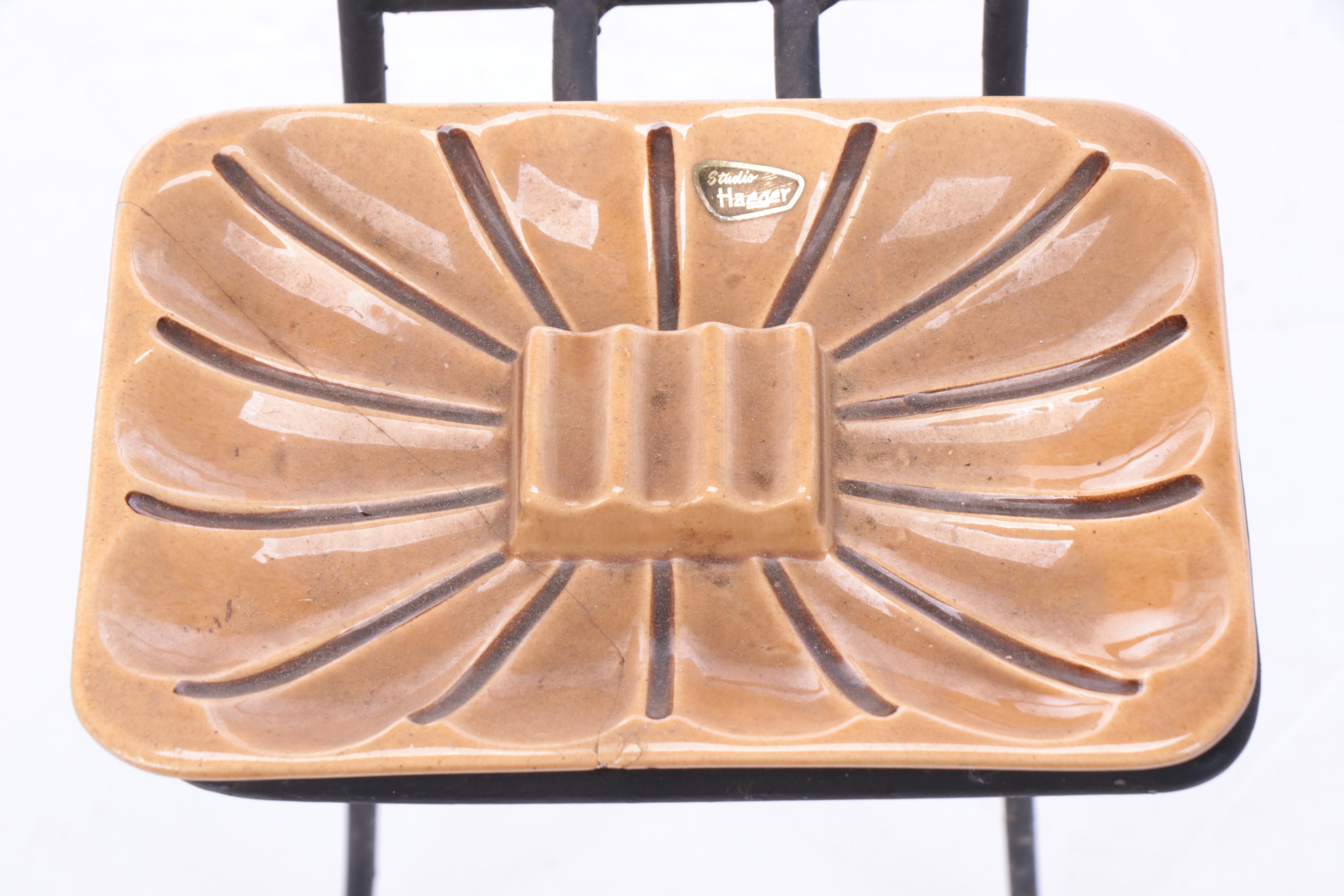 MCM Studio Haeger Art Pottery Standing Ash Receiver with Hairpin Legs