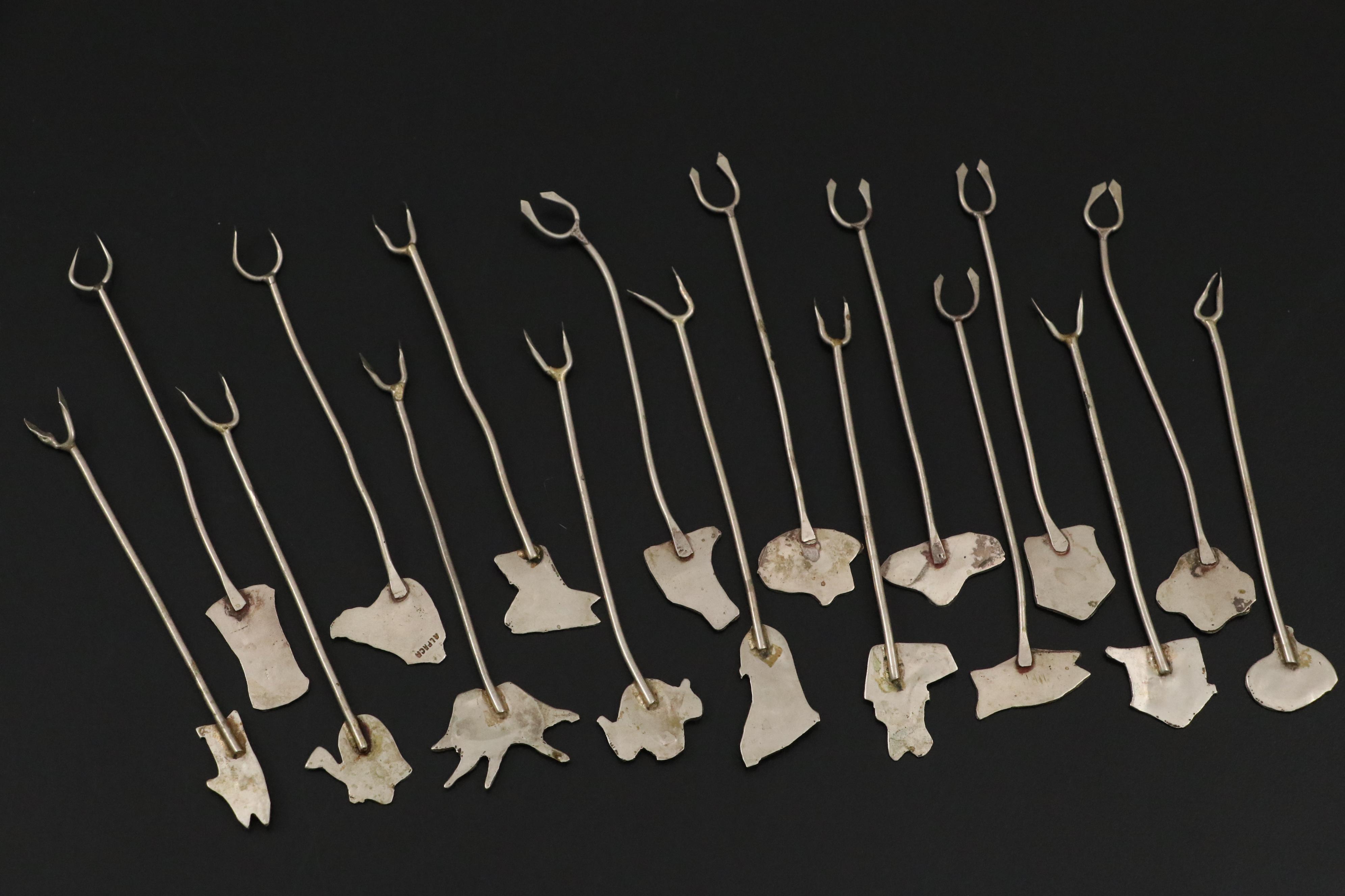 Alpaca Silver Hors D'Oeuvre Forks with Abalone Inlays and More