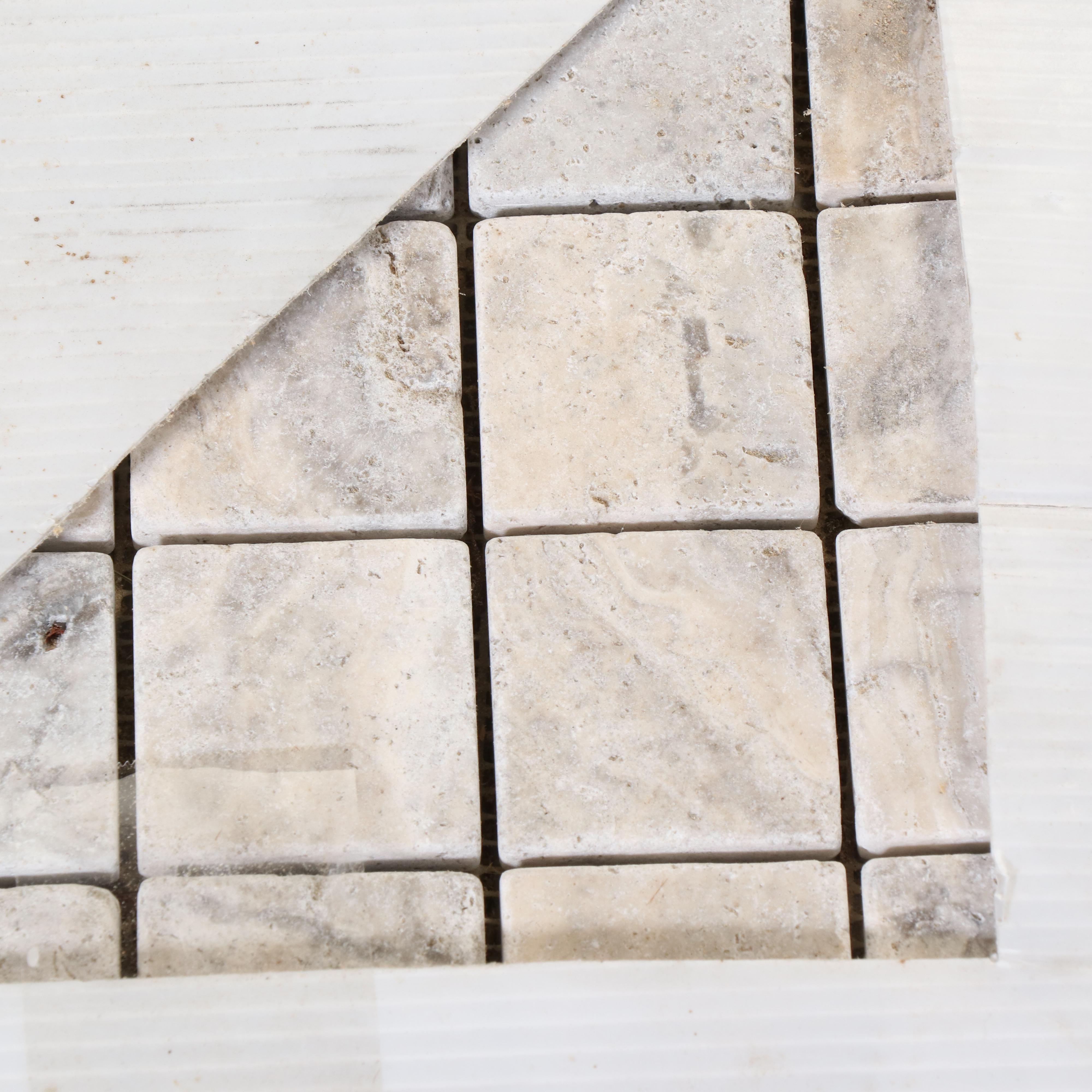 Rush River Stone Studios 2" Square Tumbled Travertine Mosaic Tile Sheets