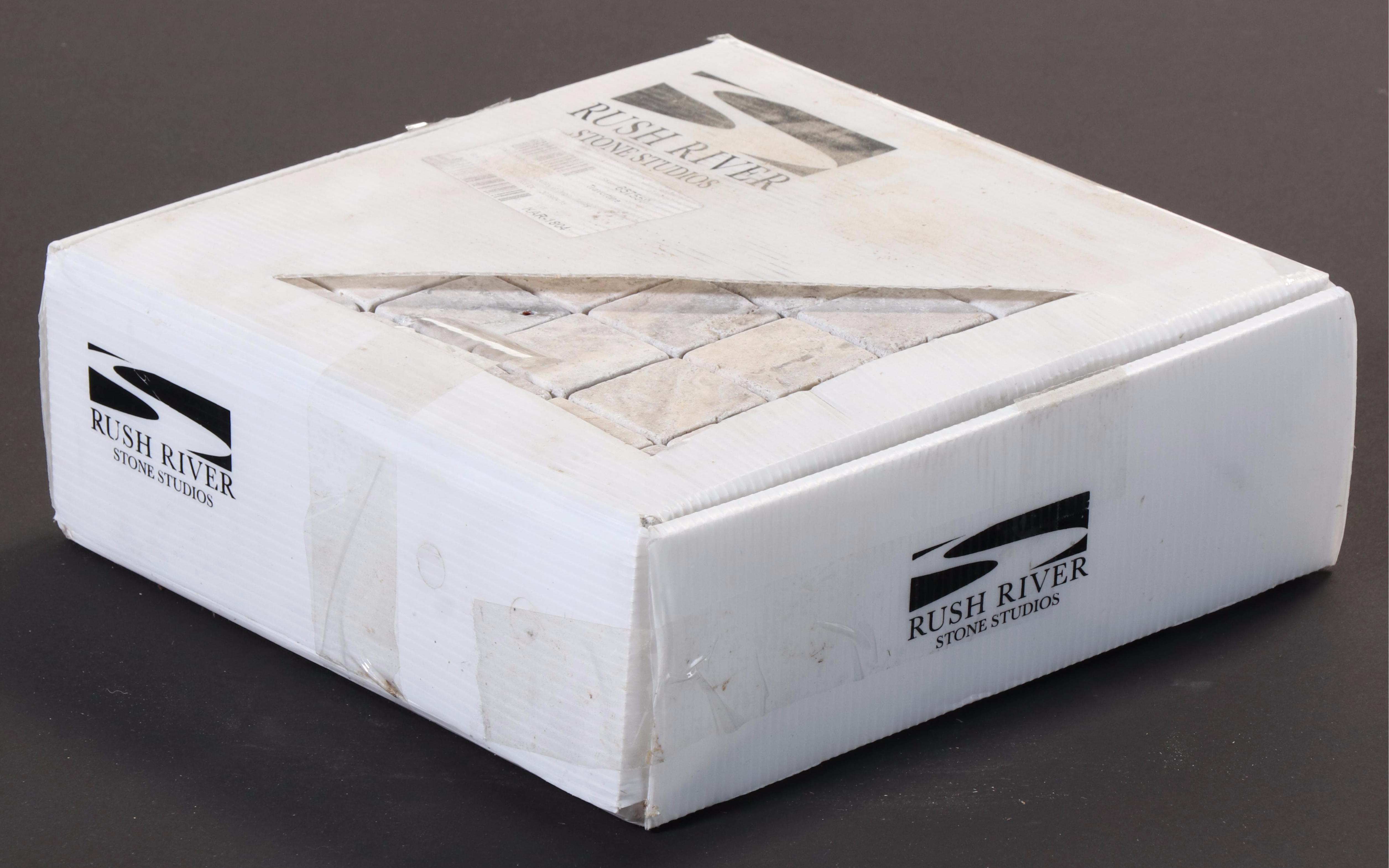 Rush River Stone Studios 2" Square Tumbled Travertine Mosaic Tile Sheets