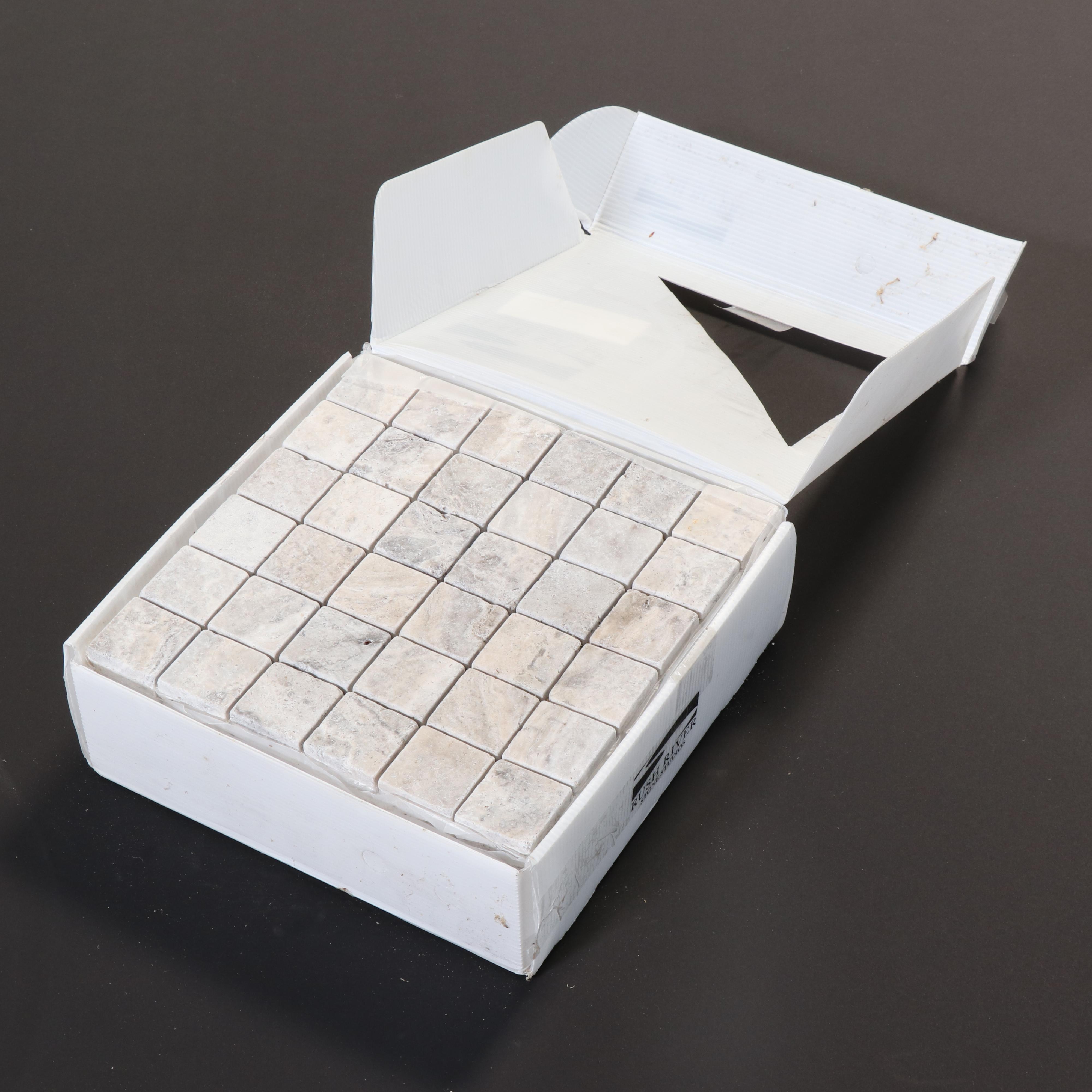 Rush River Stone Studios 2" Square Tumbled Travertine Mosaic Tile Sheets