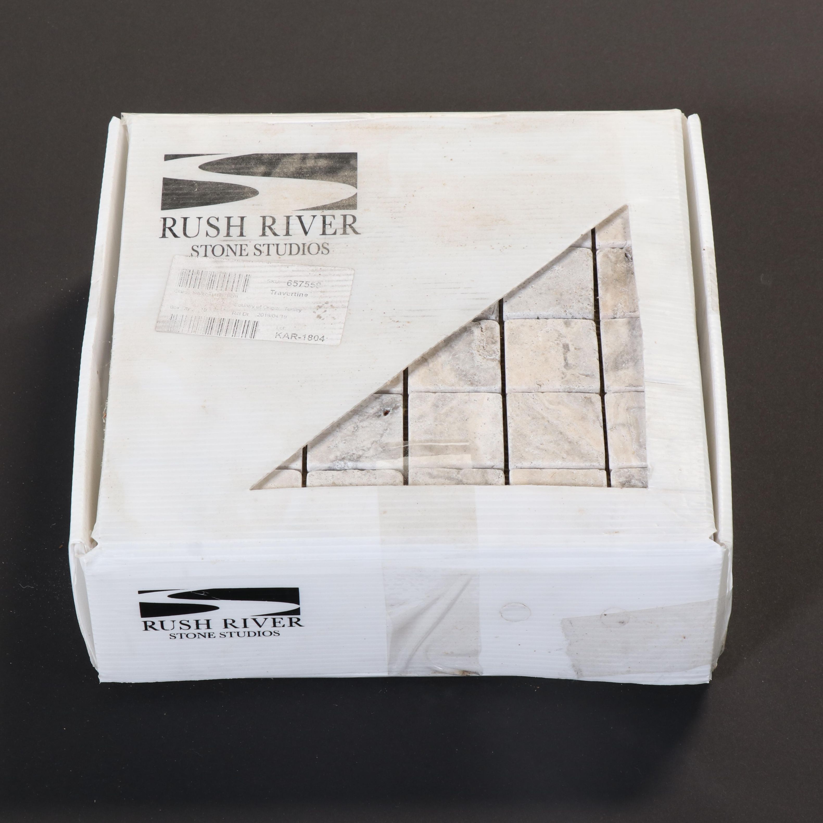 Rush River Stone Studios 2" Square Tumbled Travertine Mosaic Tile Sheets