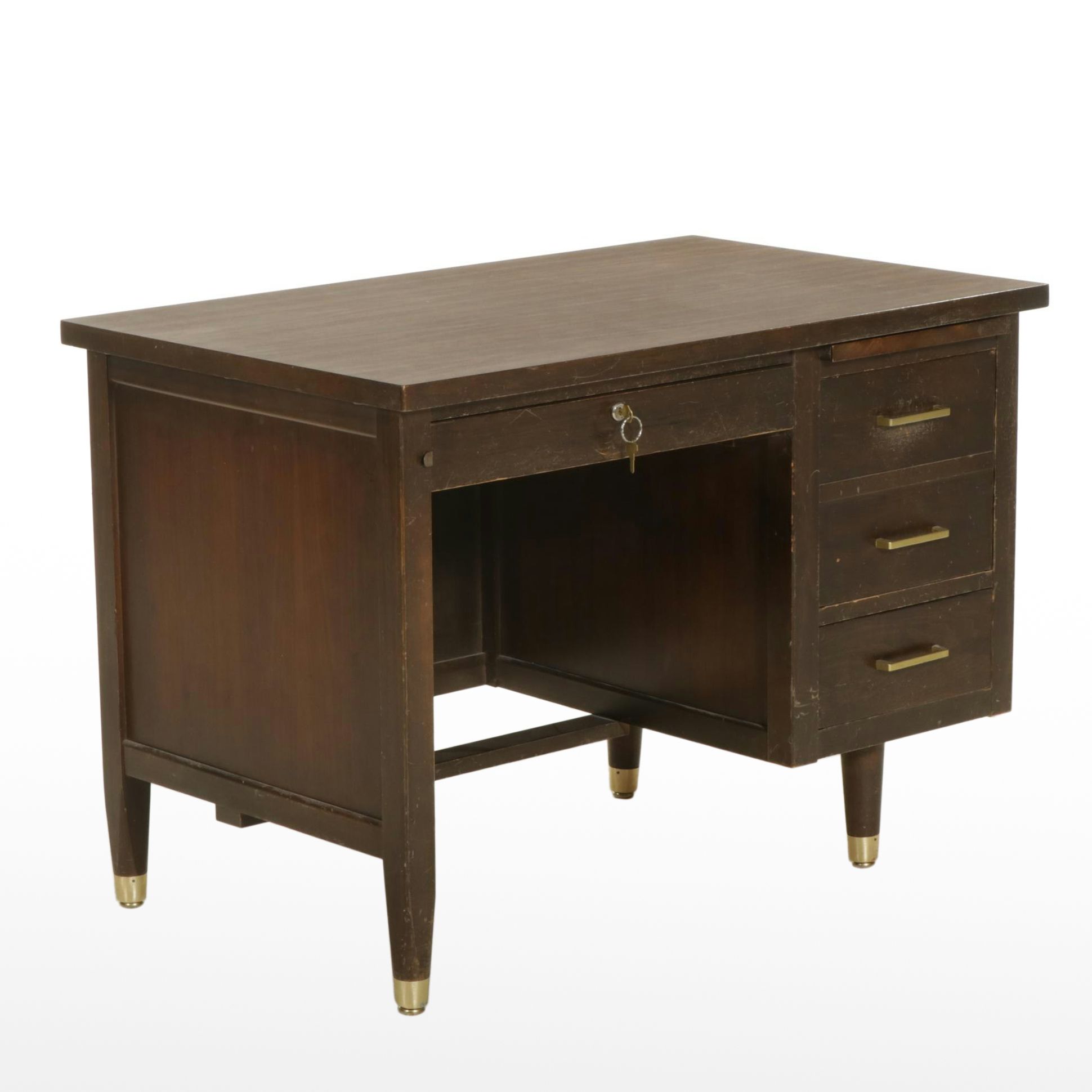 Indiana Desk Co. Mid Century Modern Walnut and Laminate Top Writing Desk