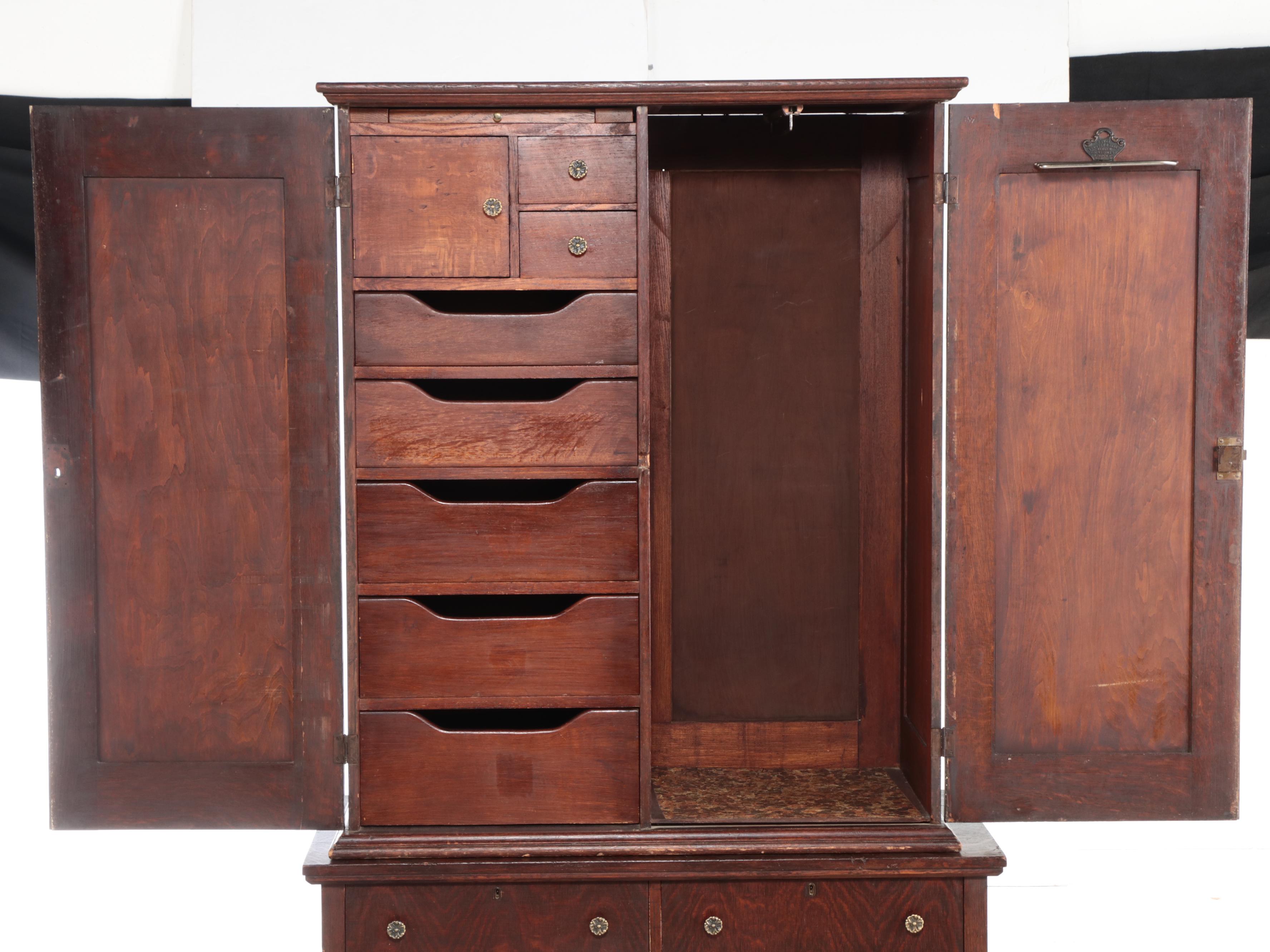 Quartersawn Oak Chifferobe and Low Chest, Incl. Reutti & Co., Early 20th Century