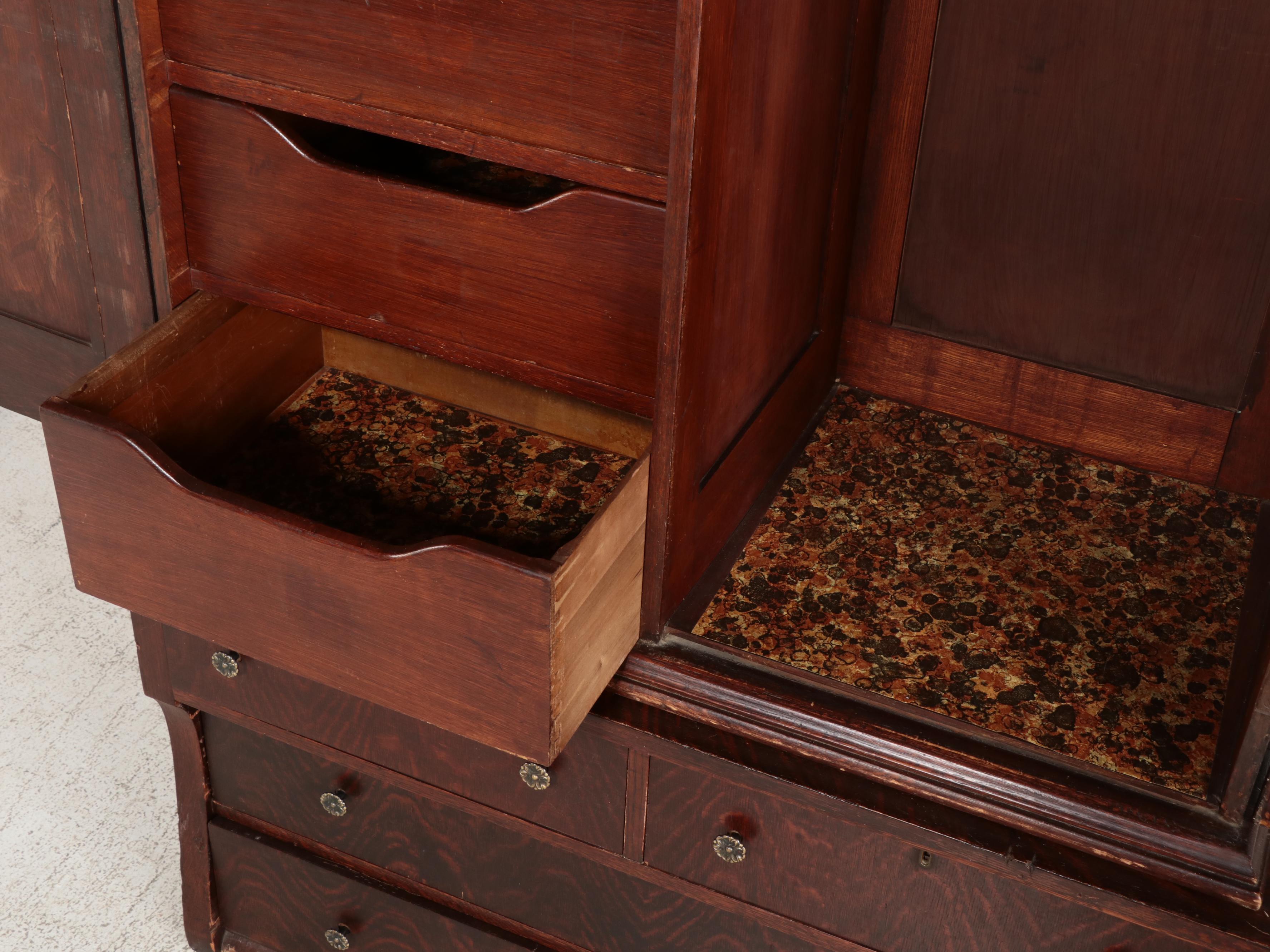 Quartersawn Oak Chifferobe and Low Chest, Incl. Reutti & Co., Early 20th Century