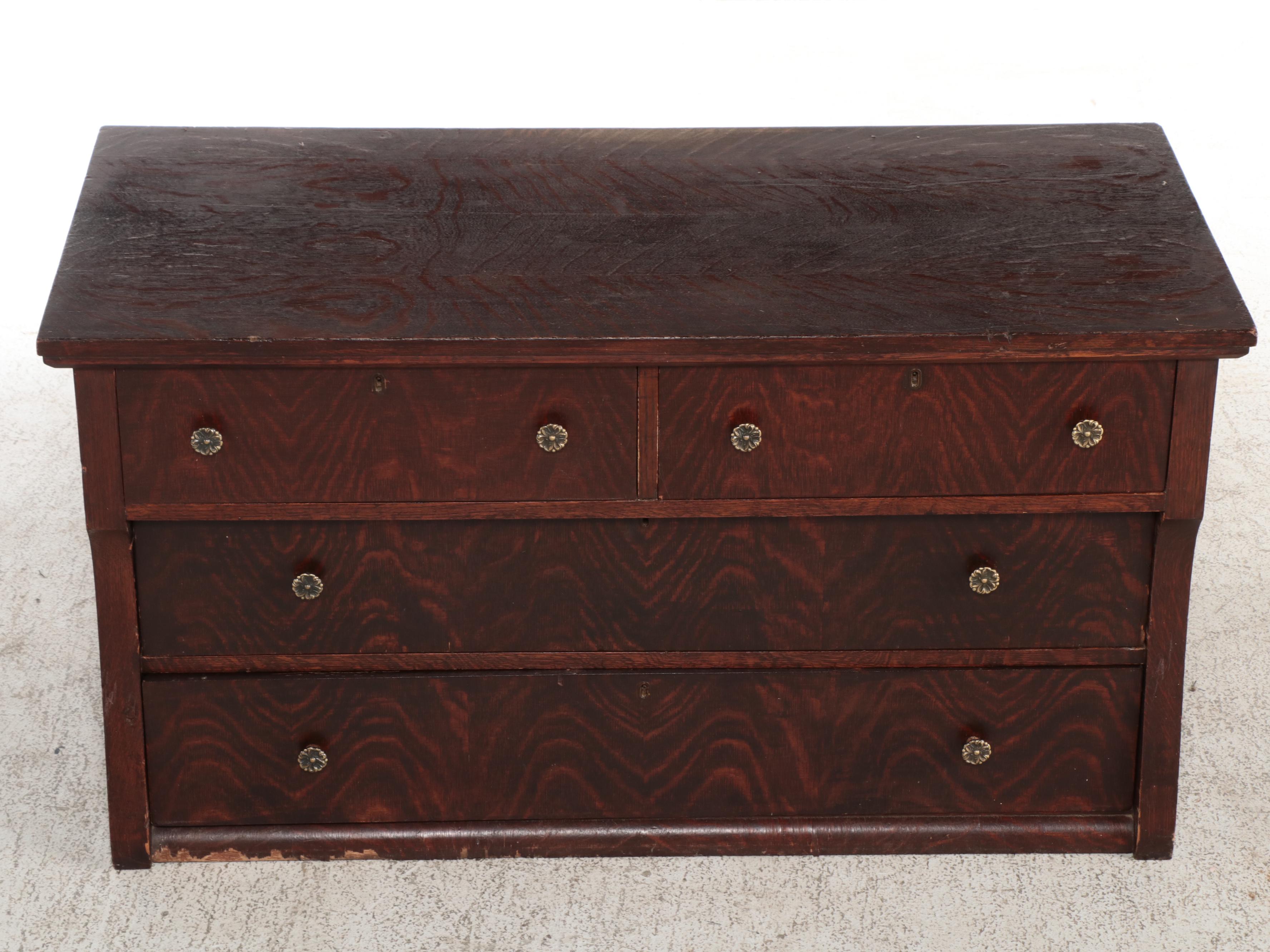 Quartersawn Oak Chifferobe and Low Chest, Incl. Reutti & Co., Early 20th Century
