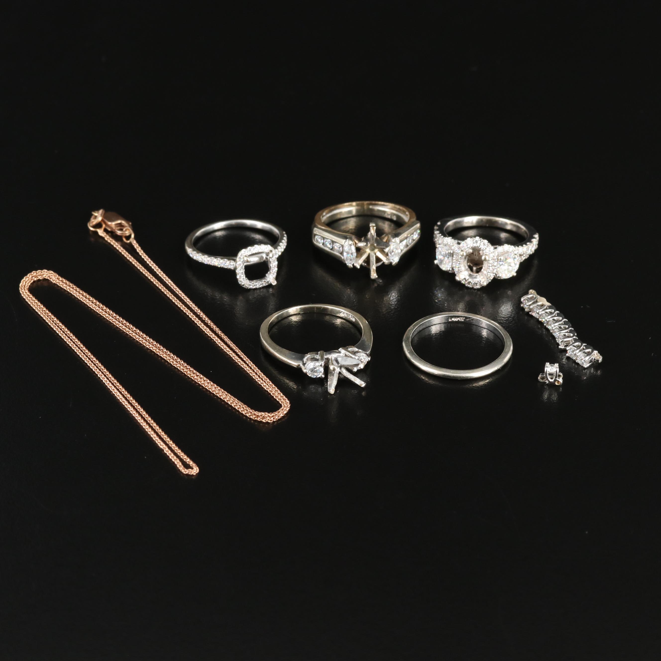 14K 2.28 CTW Diamond Rings, Scrap Links and Rose Gold Chain and Vera Wang