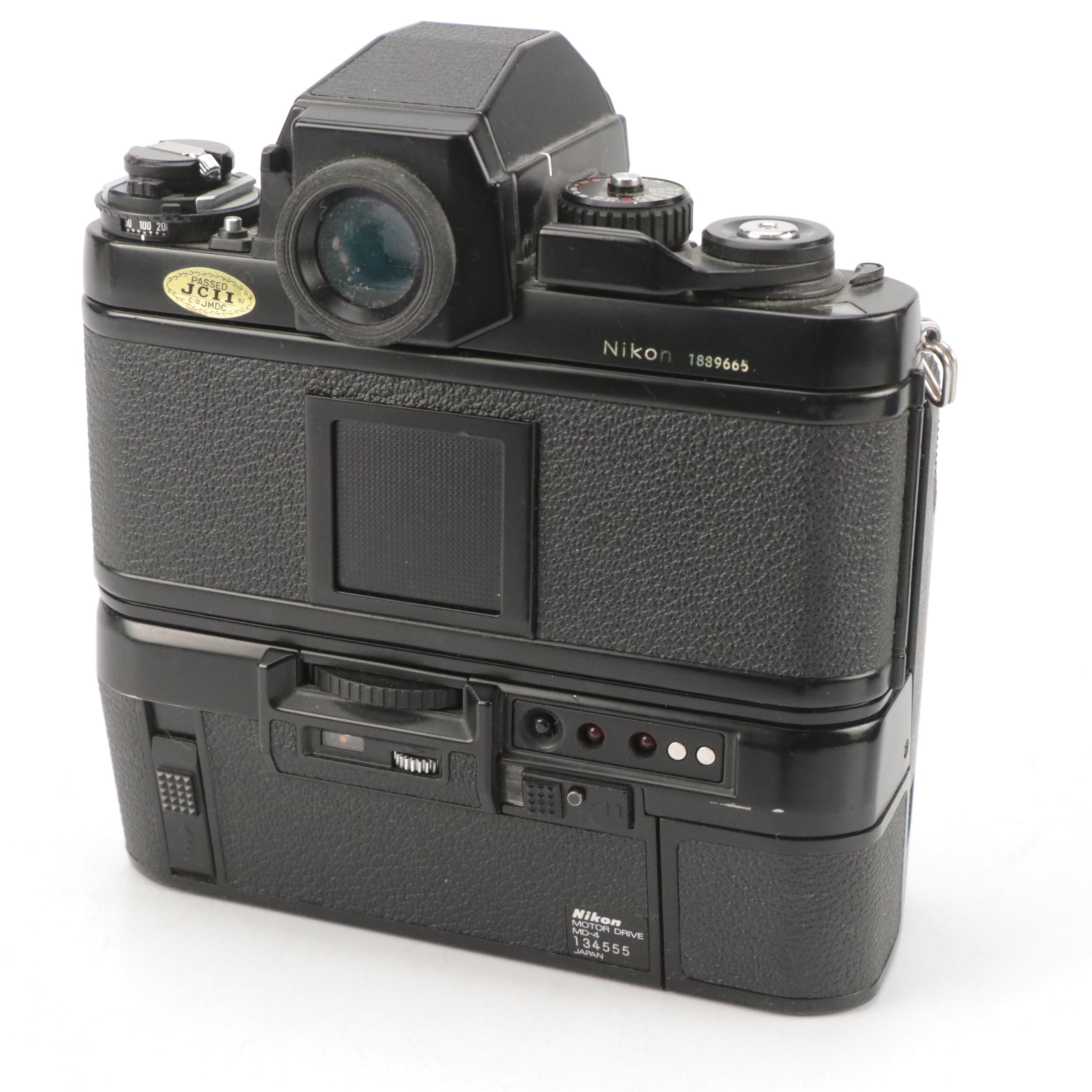 Nikon F3 With MD-4 Motor Drive, Nikon F2 35mm Camera, Filter and Lens Collection