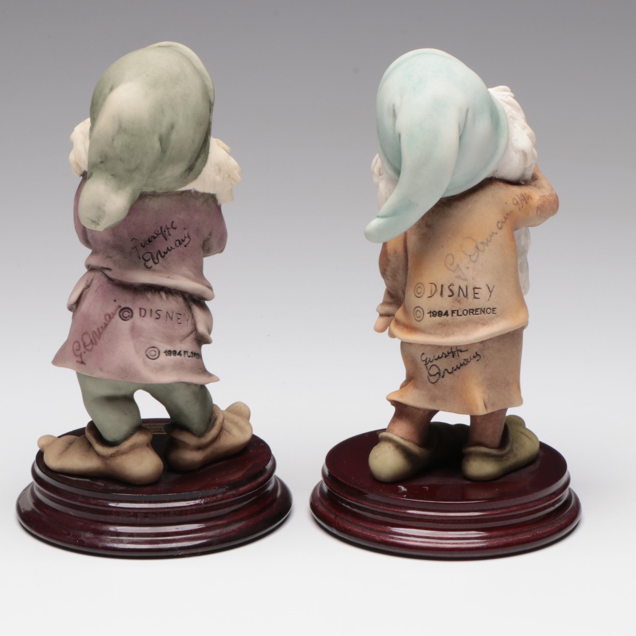 Giuseppe Armani for Walt Disney "Grumpy" and "Sleepy" Porcelain Figurines, 1994