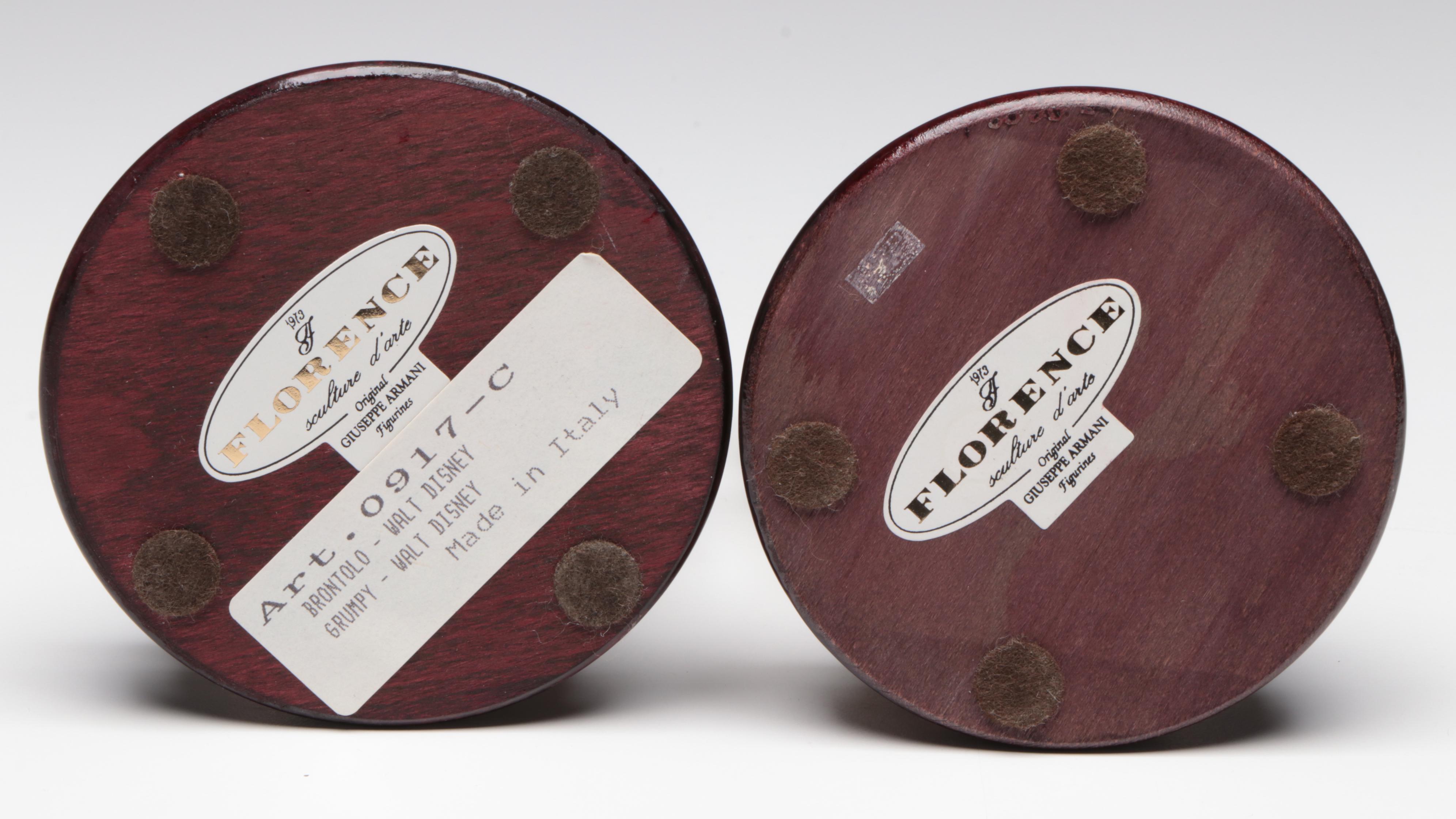 Giuseppe Armani for Walt Disney "Grumpy" and "Sleepy" Porcelain Figurines, 1994