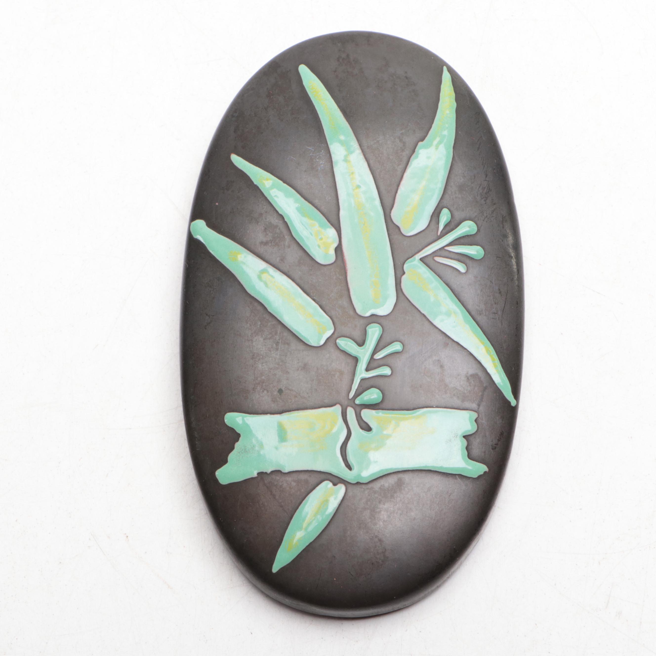 Japanese Art Deco Style Enameled Bronze and Other Silvered Metal Box