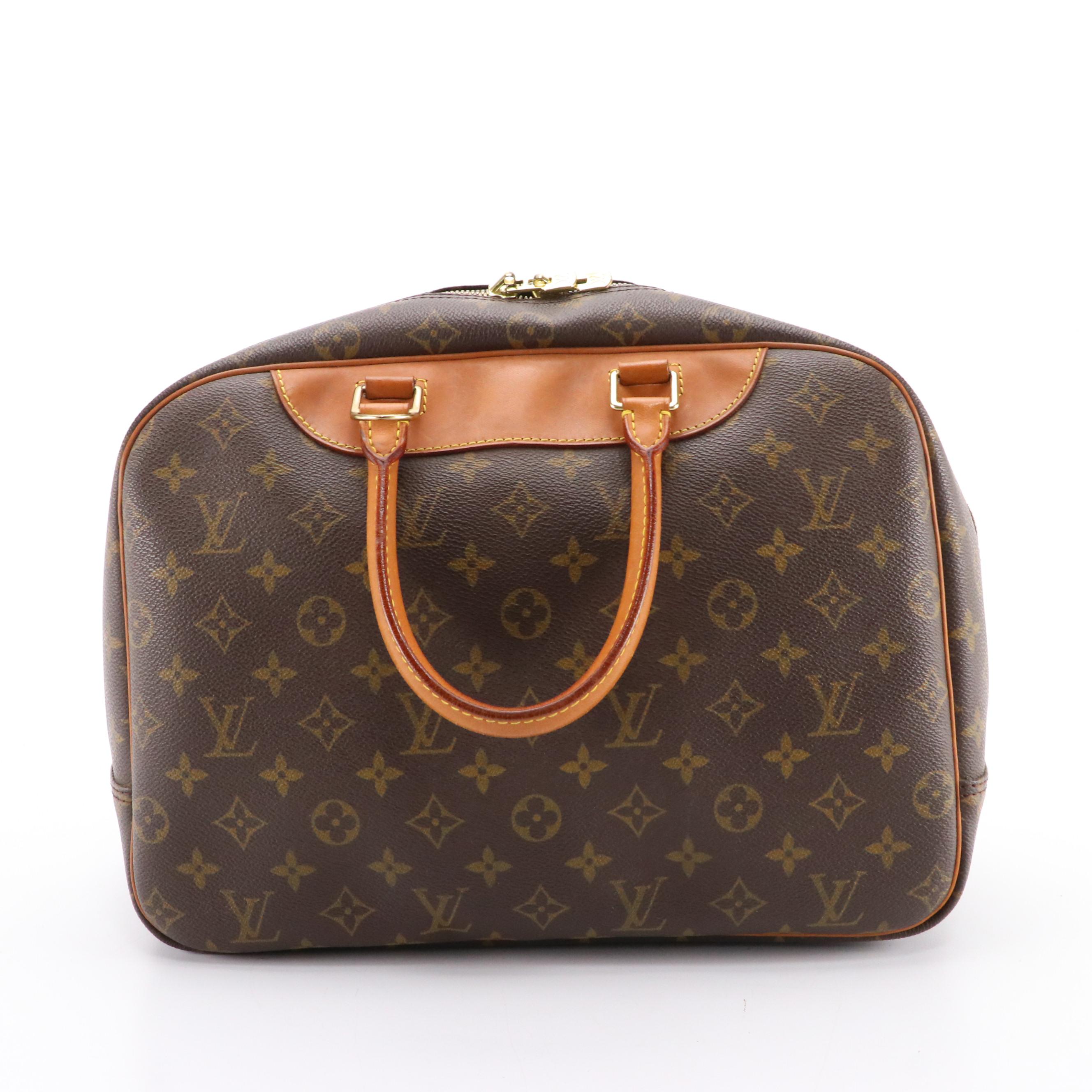 Louis Vuitton Deauville Handbag in Leather Trimmed Monogram Canvas