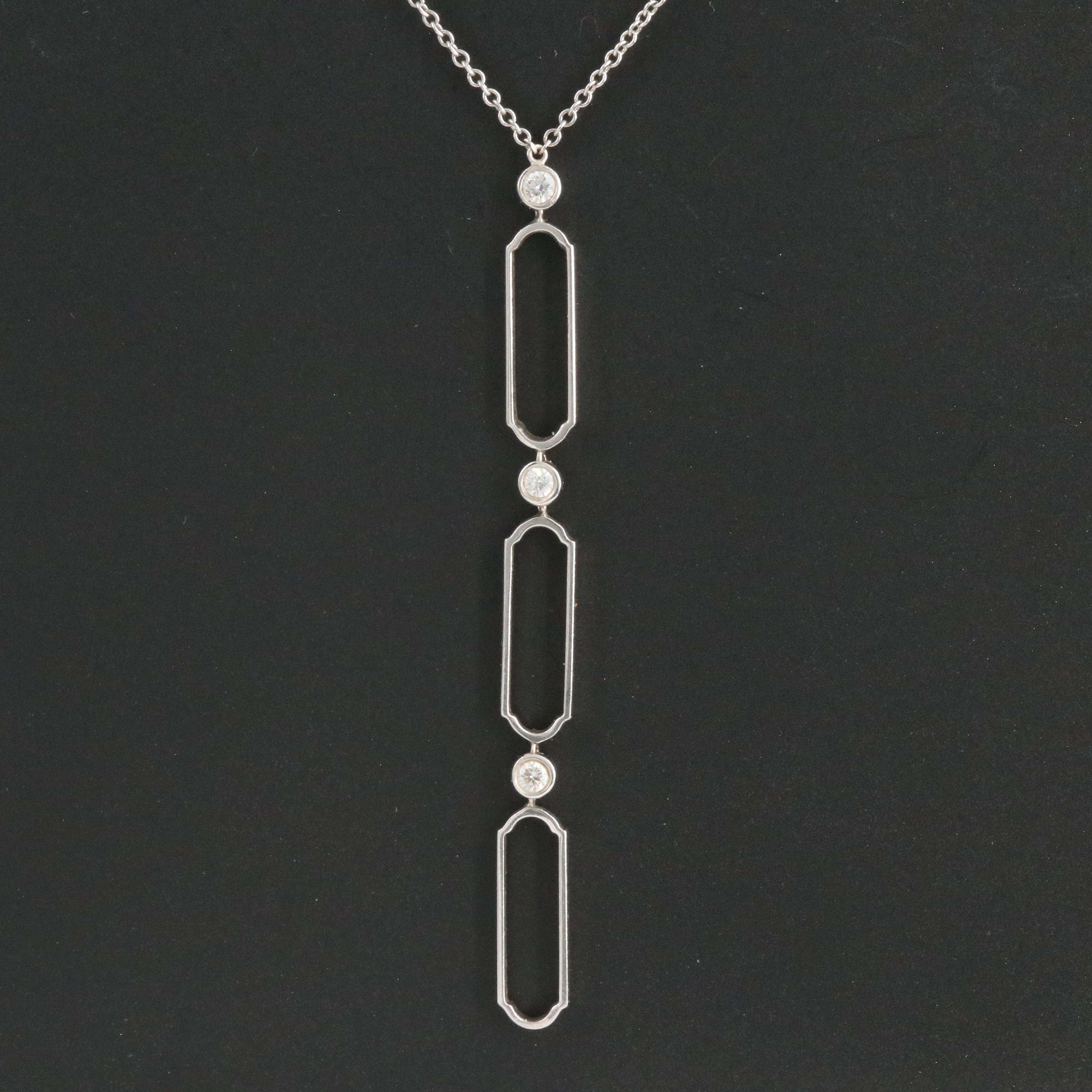 Tiffany & Co. 18K 0.09 CTW Diamond Paper Clip Vertical Necklace