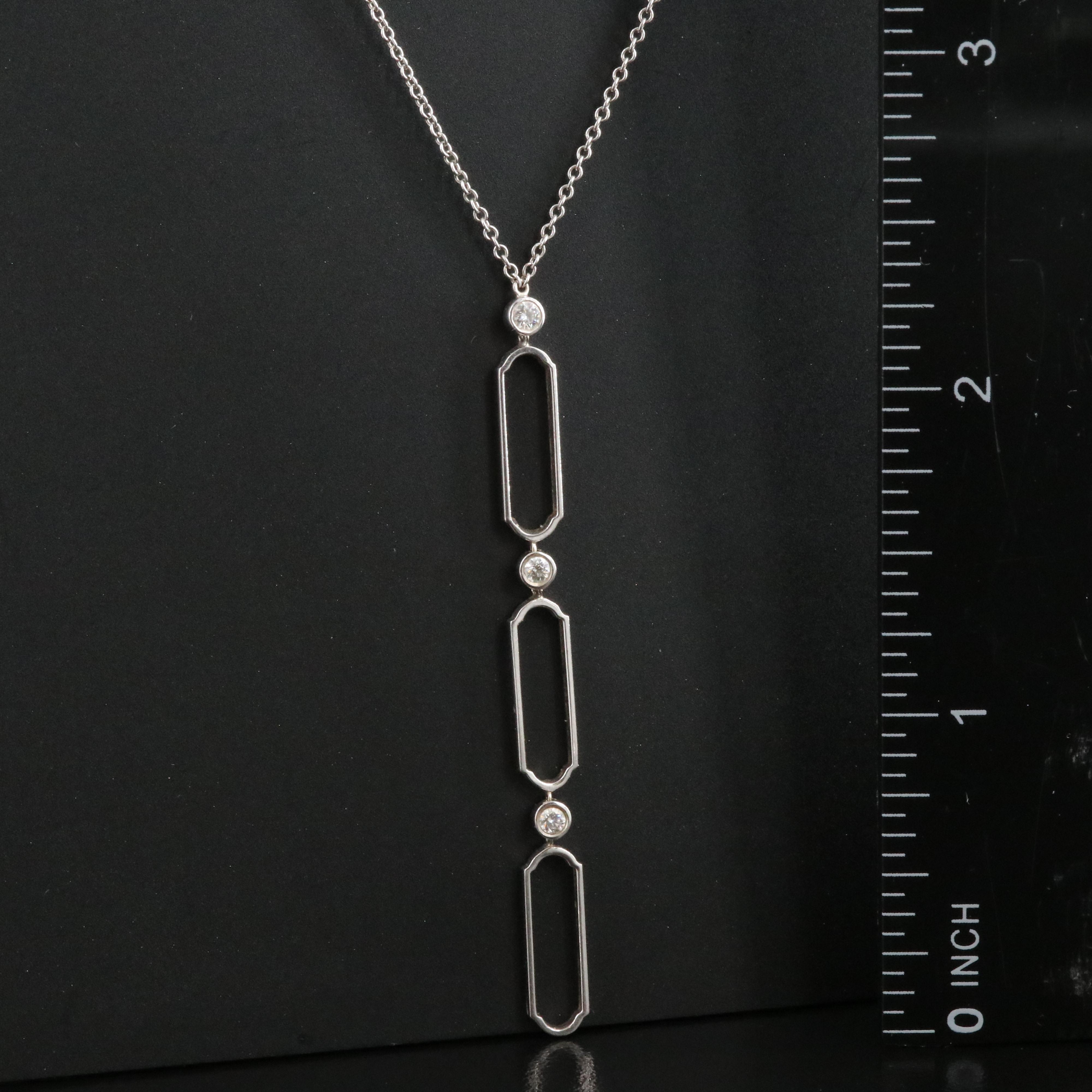 Tiffany & Co. 18K 0.09 CTW Diamond Paper Clip Vertical Necklace