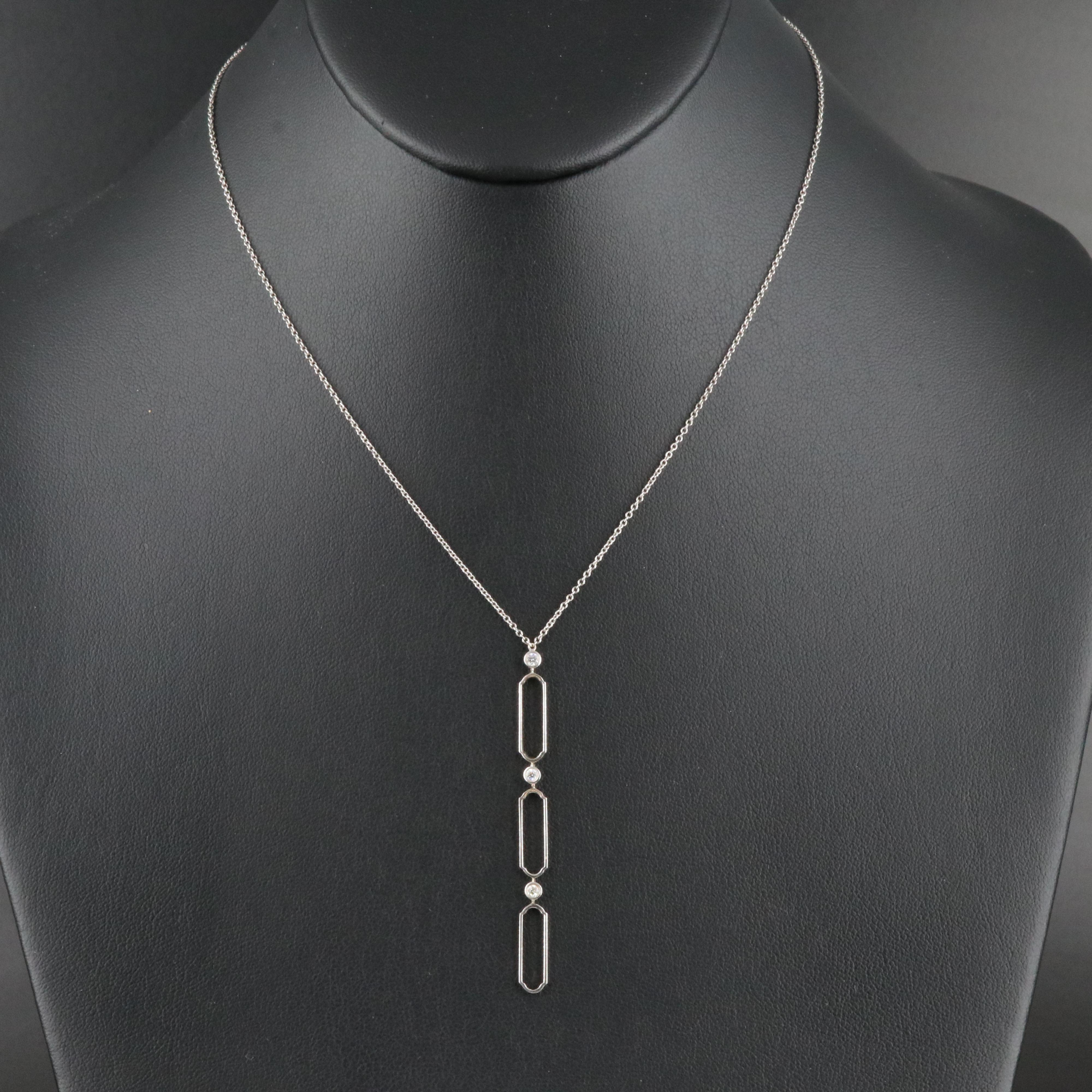 Tiffany & Co. 18K 0.09 CTW Diamond Paper Clip Vertical Necklace