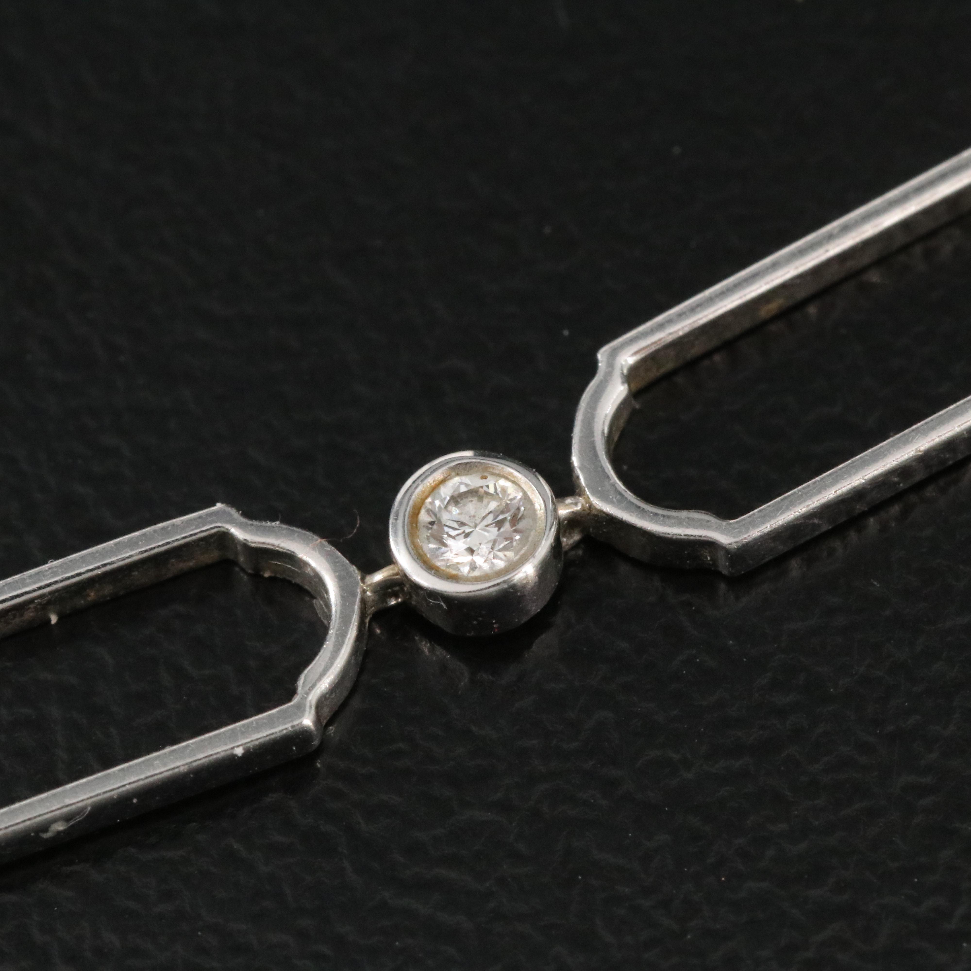 Tiffany & Co. 18K 0.09 CTW Diamond Paper Clip Vertical Necklace