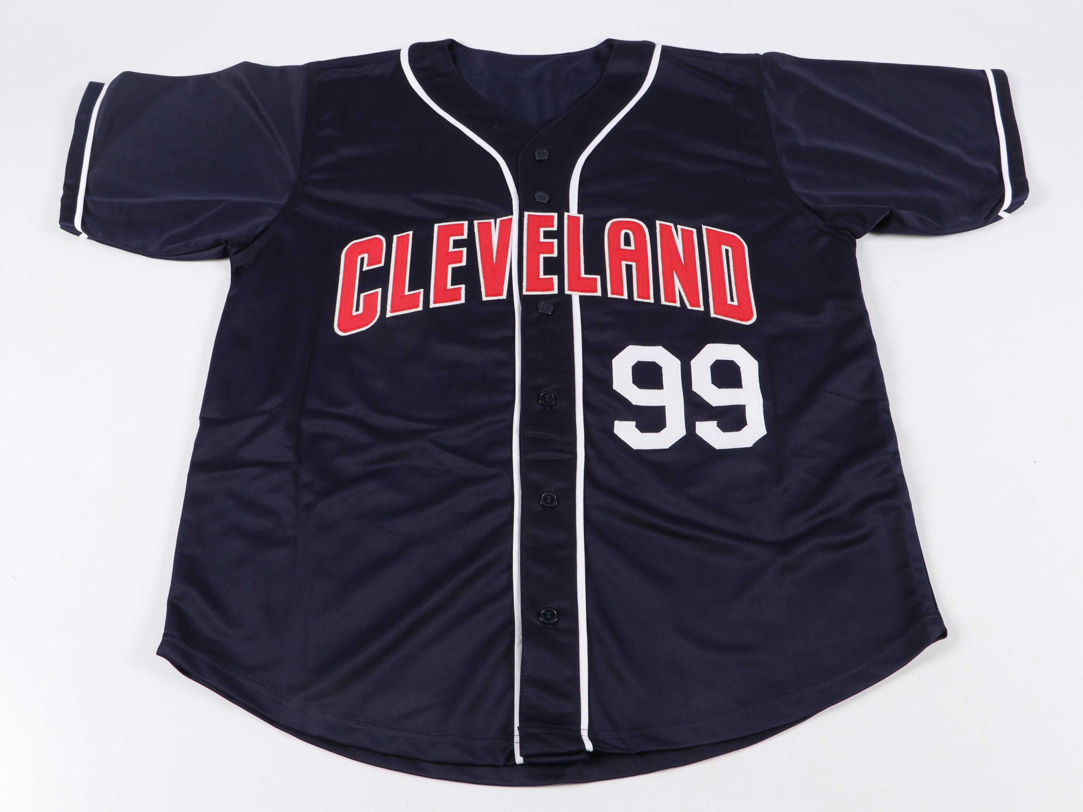 Charlie Sheen Signed Ricky "Wild Thing" Vaughn Cleveland Indians Baseball Jersey