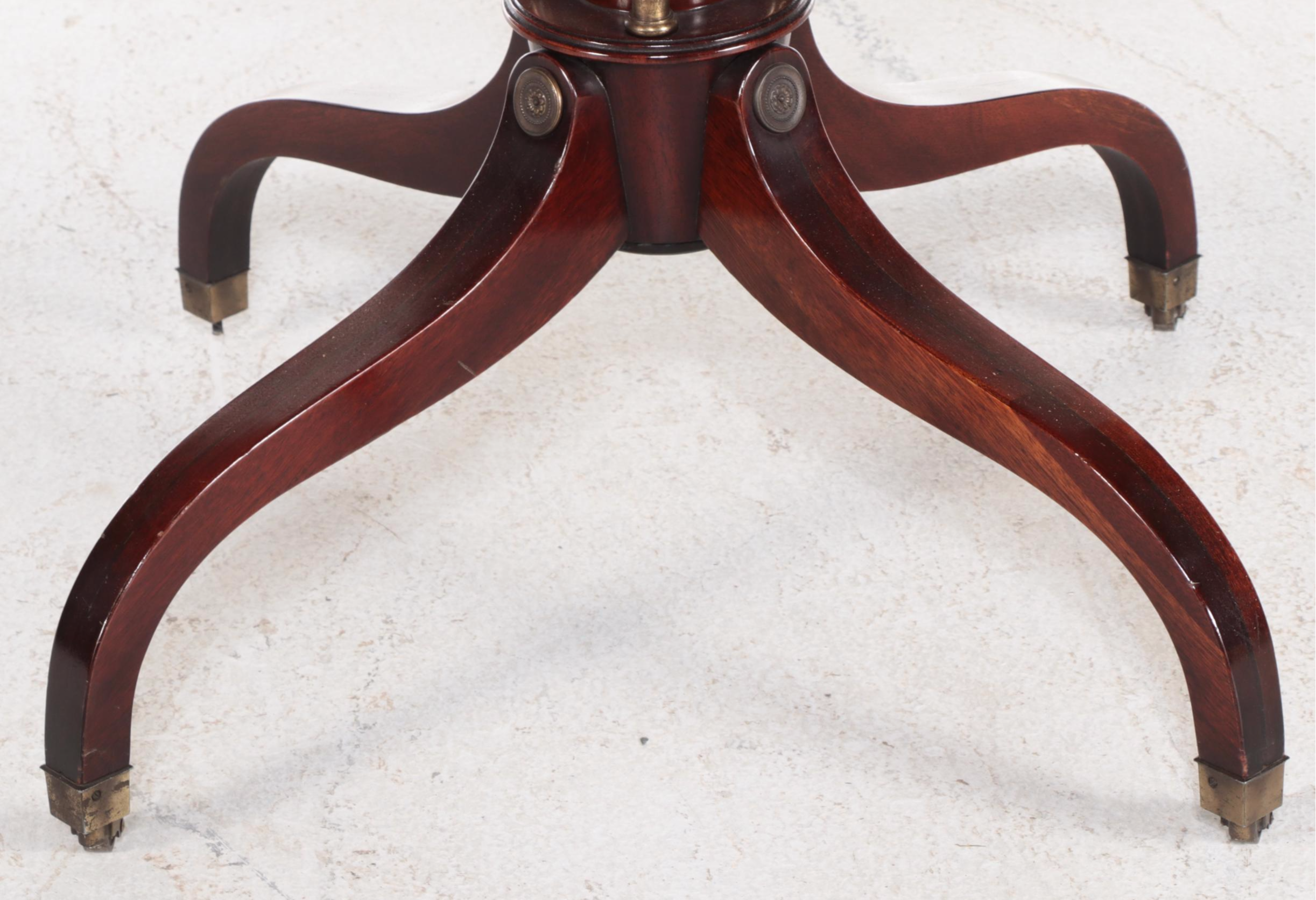 Weiman Classical Style Brass-Mounted Mahogany and Gilt-Tooled Leather Side Table