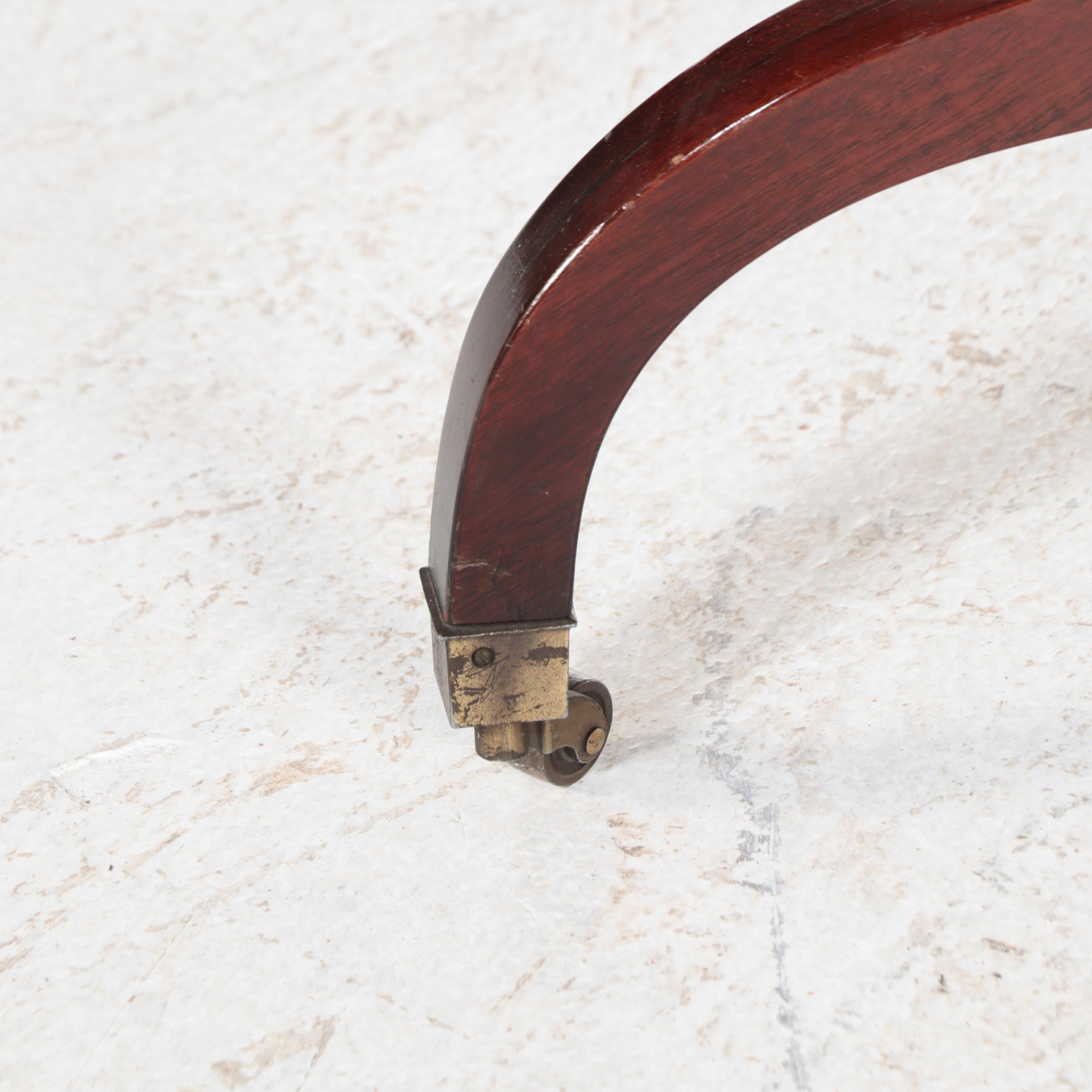 Weiman Classical Style Brass-Mounted Mahogany and Gilt-Tooled Leather Side Table