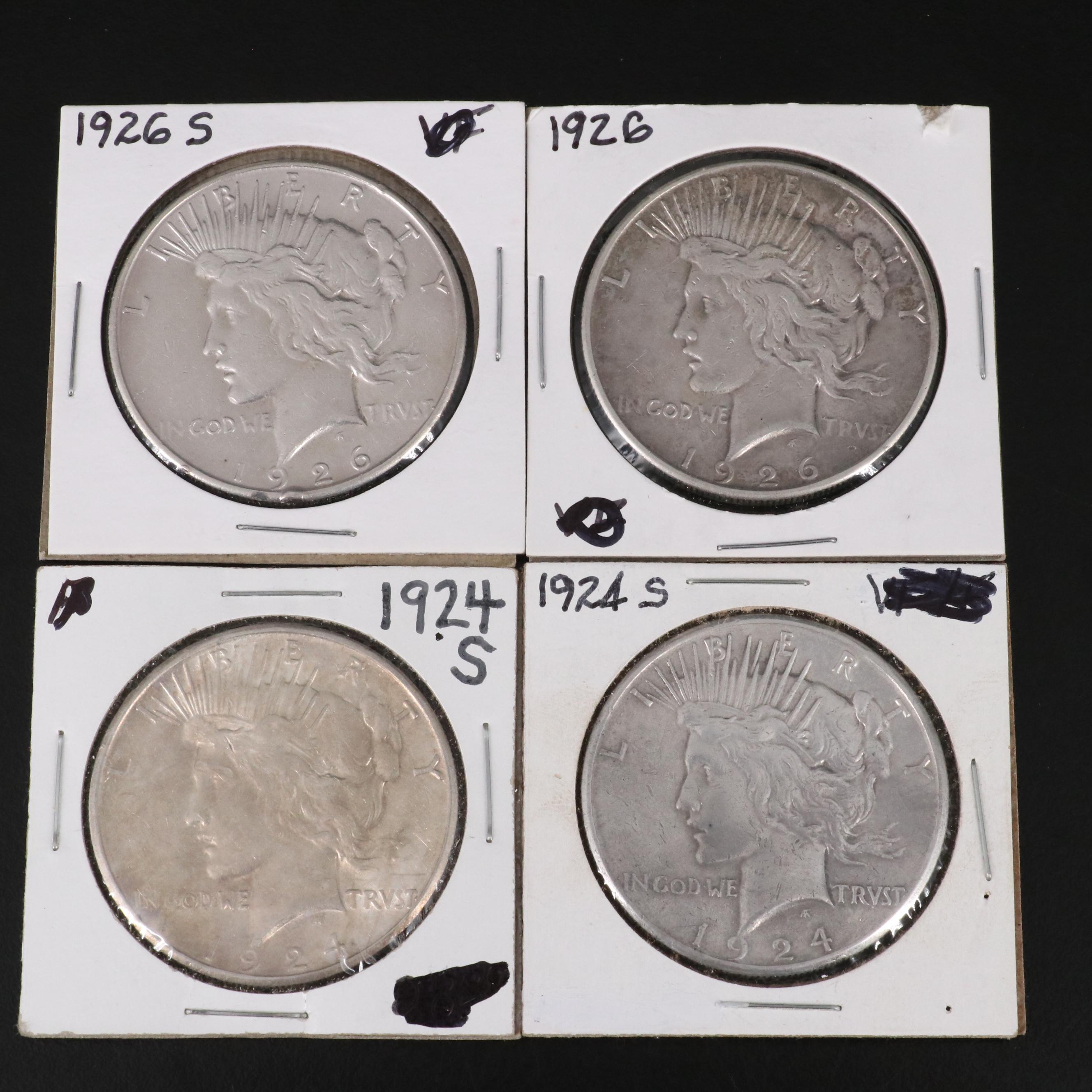 Ten Peace Silver Dollars, 1923-S to 1926-S