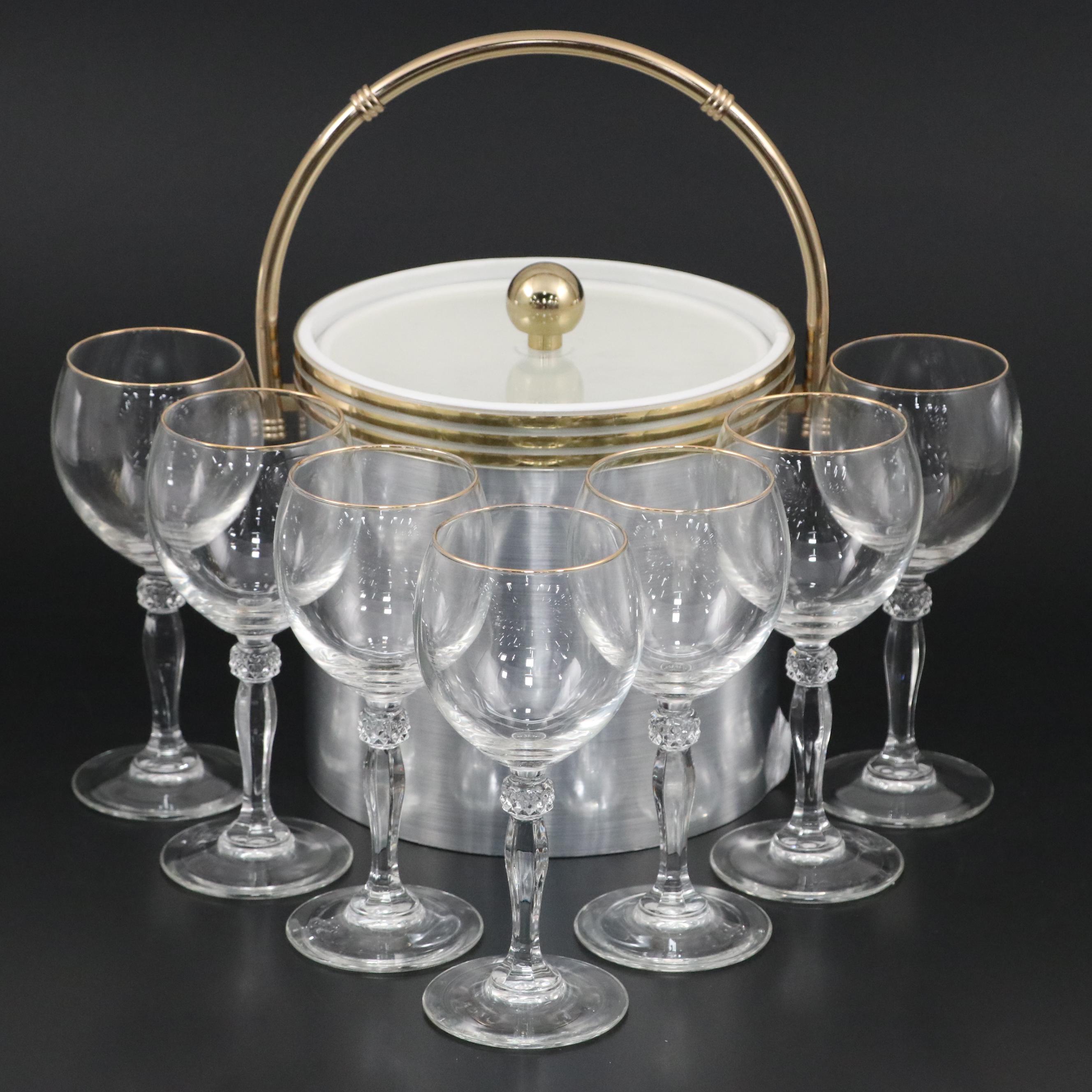 Glass Wine Glasses and Ice Bucket