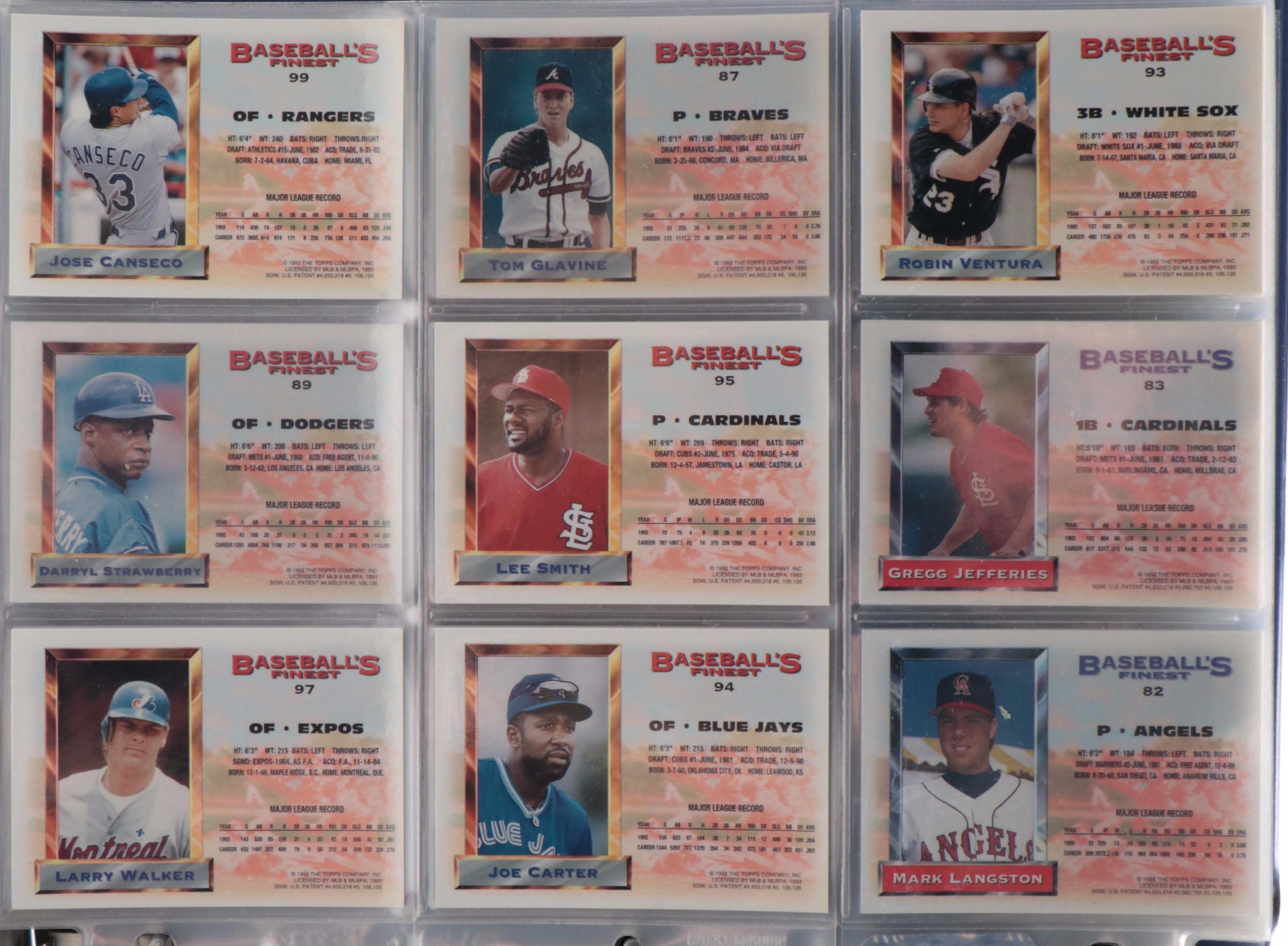 1993 Topps Finest Complete Baseball Card Set Featuring Barry Bonds and More