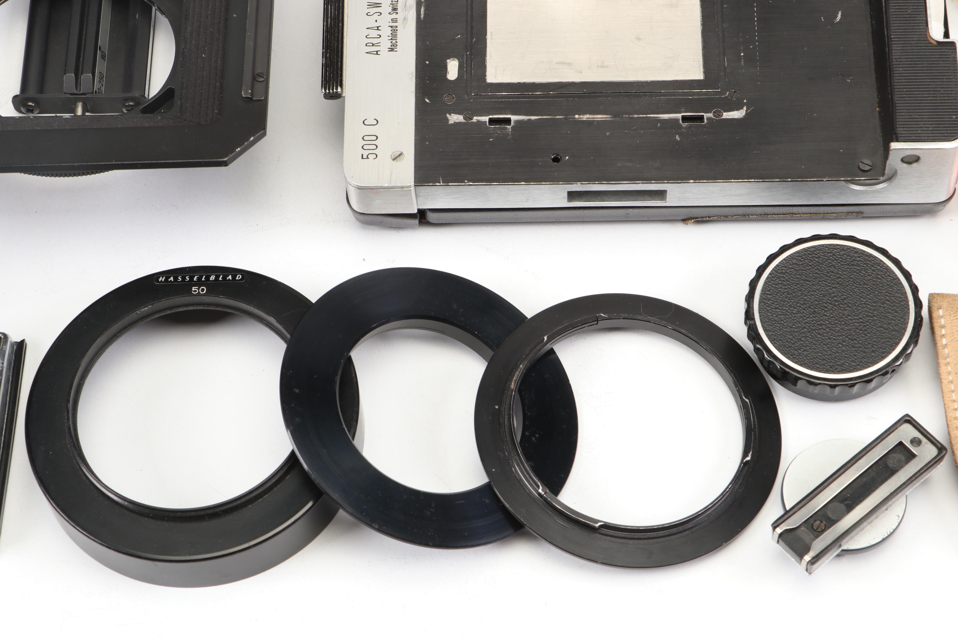 Hasselblad 500 C With Arca-Swiss Polaroid Back, Lens, Rings, Adapters, Filters