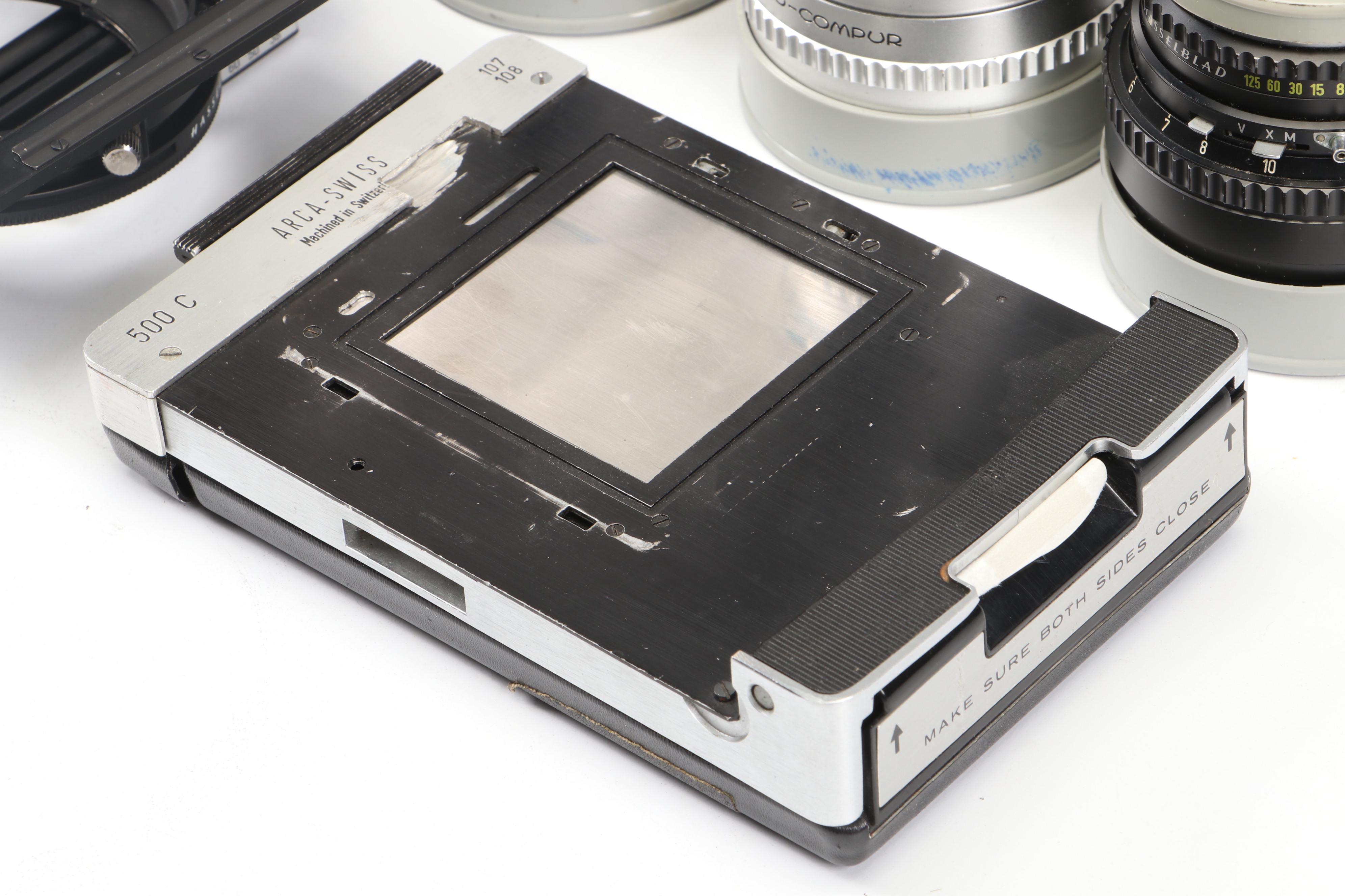 Hasselblad 500 C With Arca-Swiss Polaroid Back, Lens, Rings, Adapters, Filters