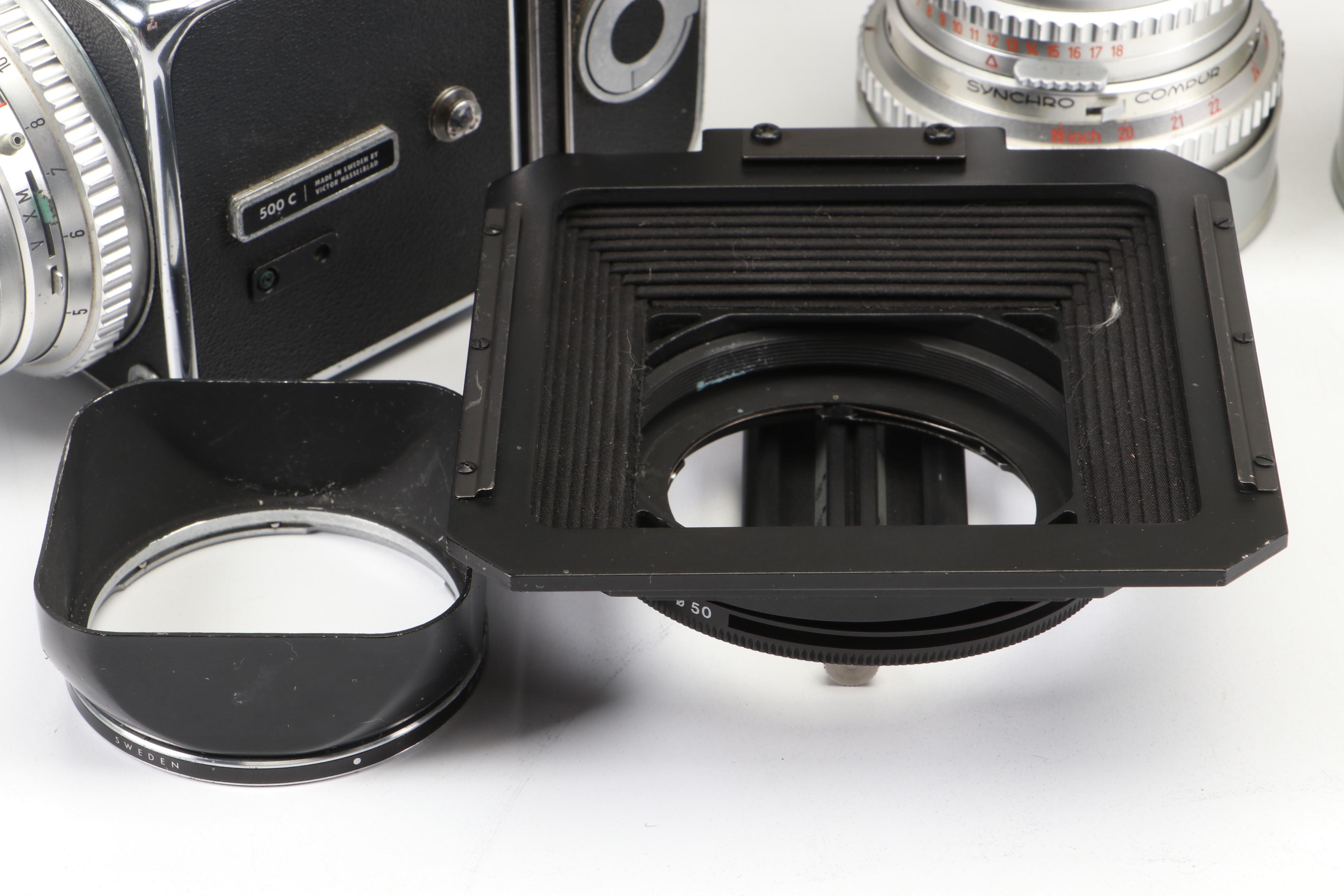 Hasselblad 500 C With Arca-Swiss Polaroid Back, Lens, Rings, Adapters, Filters