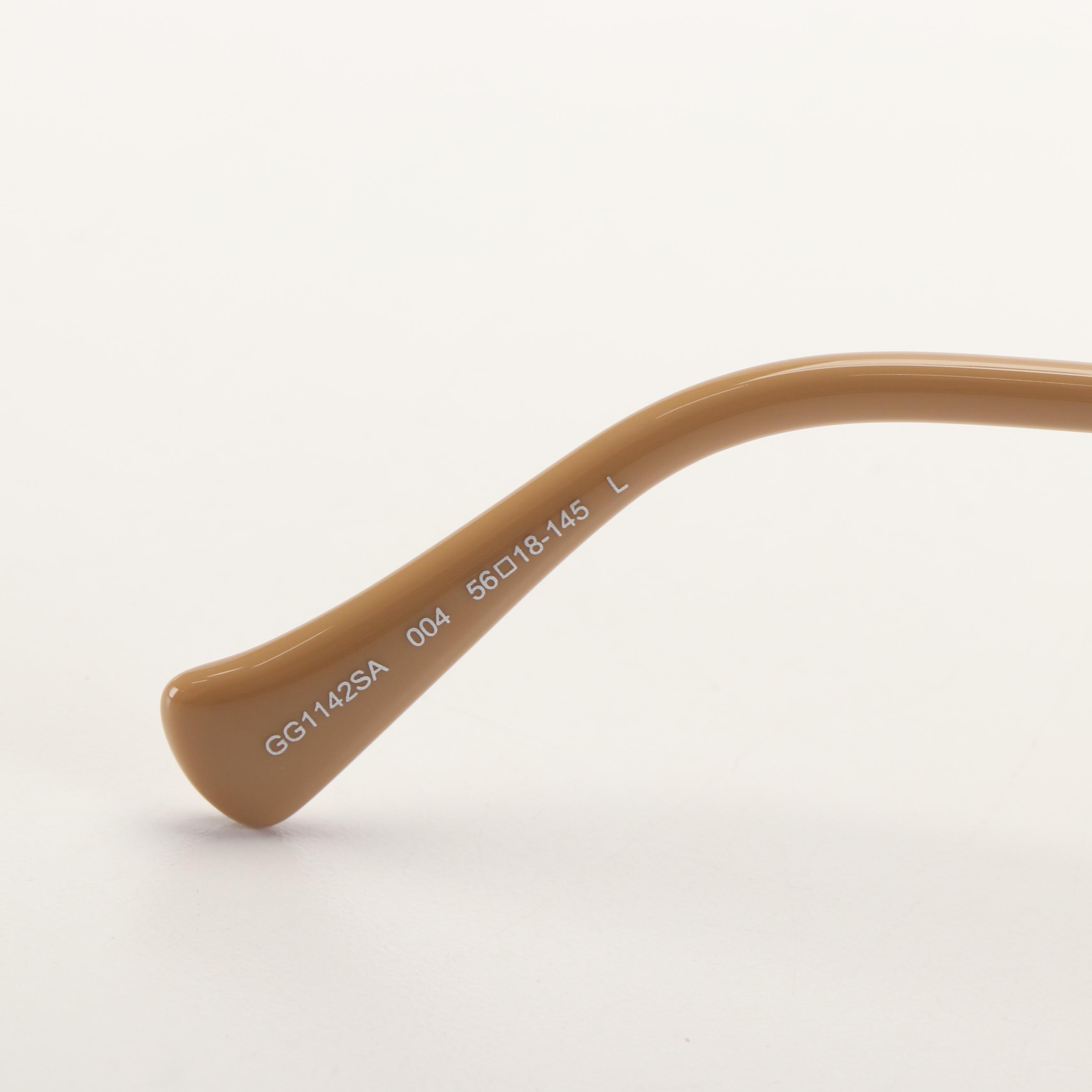 Gucci GG1142SA Gradient Lens Sunglasses with Silver Tone and Beige Frame