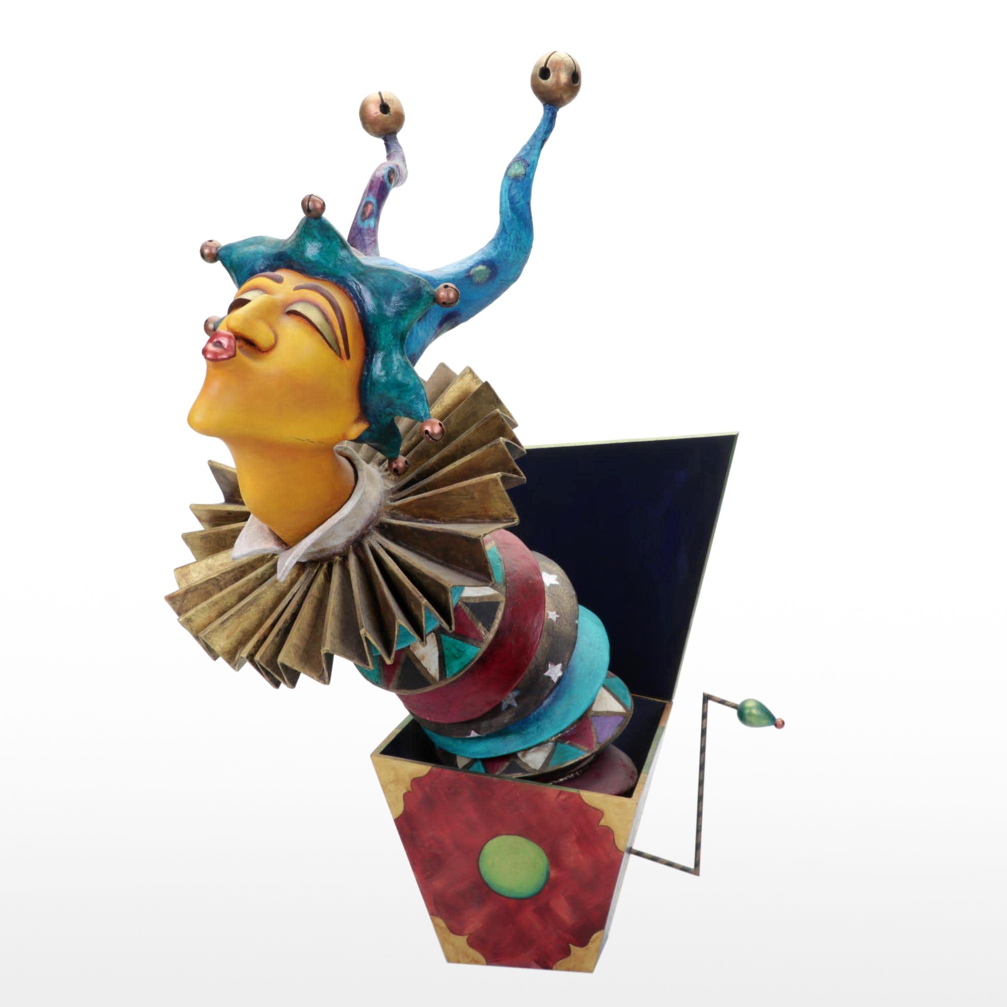 Tony Pellegrino Papier-Mâché Kissing Jack-In-The-Box Sculpture, 1998