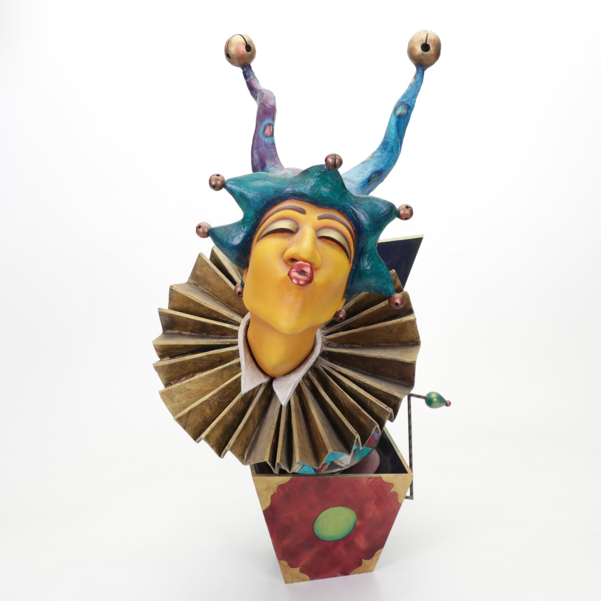 Tony Pellegrino Papier-Mâché Kissing Jack-In-The-Box Sculpture, 1998