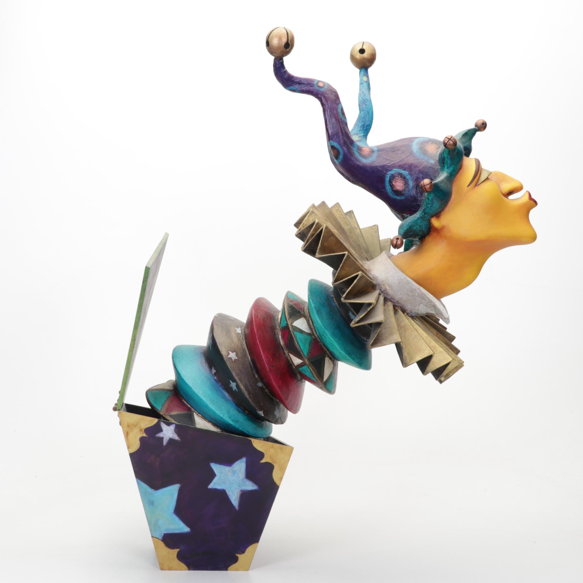 Tony Pellegrino Papier-Mâché Kissing Jack-In-The-Box Sculpture, 1998