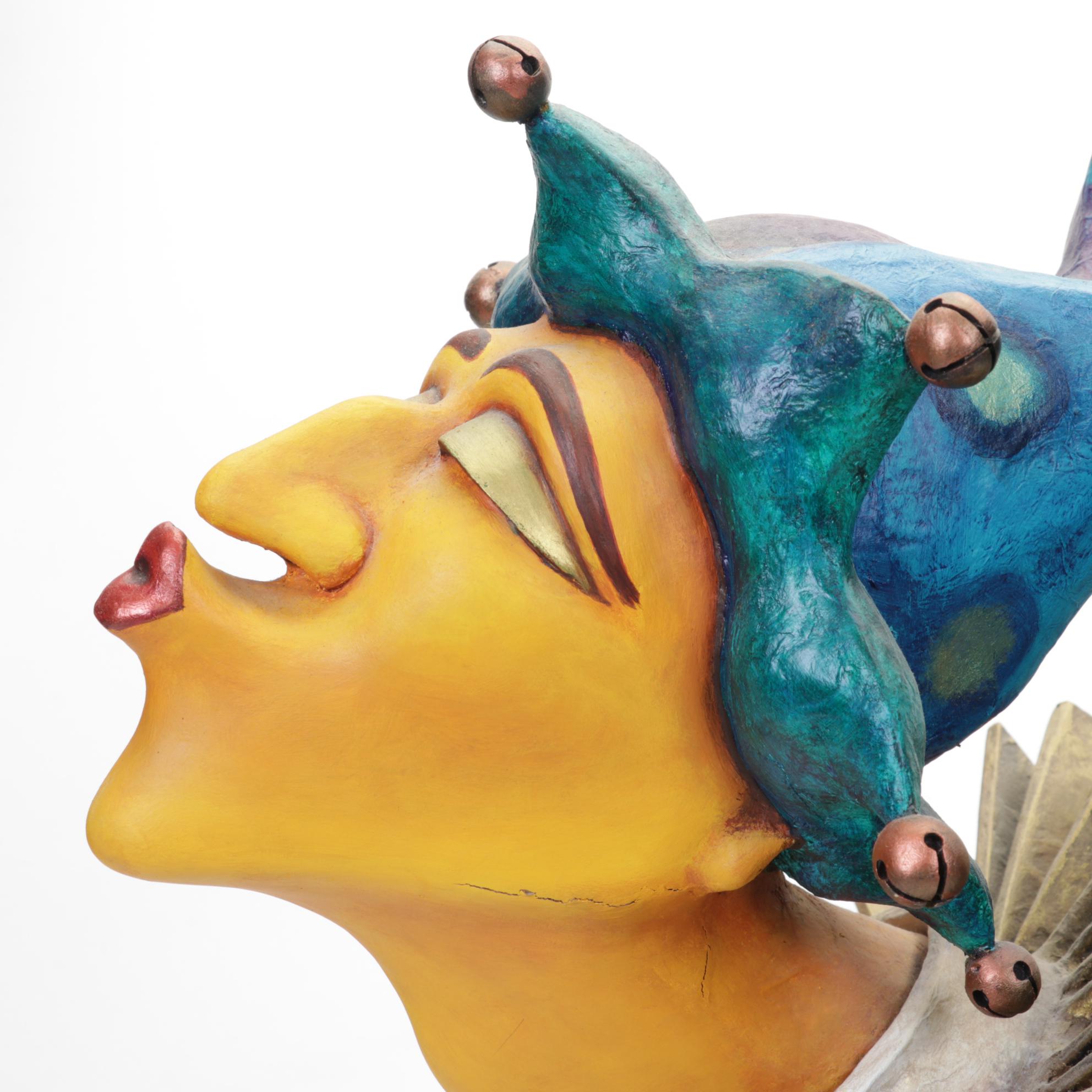 Tony Pellegrino Papier-Mâché Kissing Jack-In-The-Box Sculpture, 1998