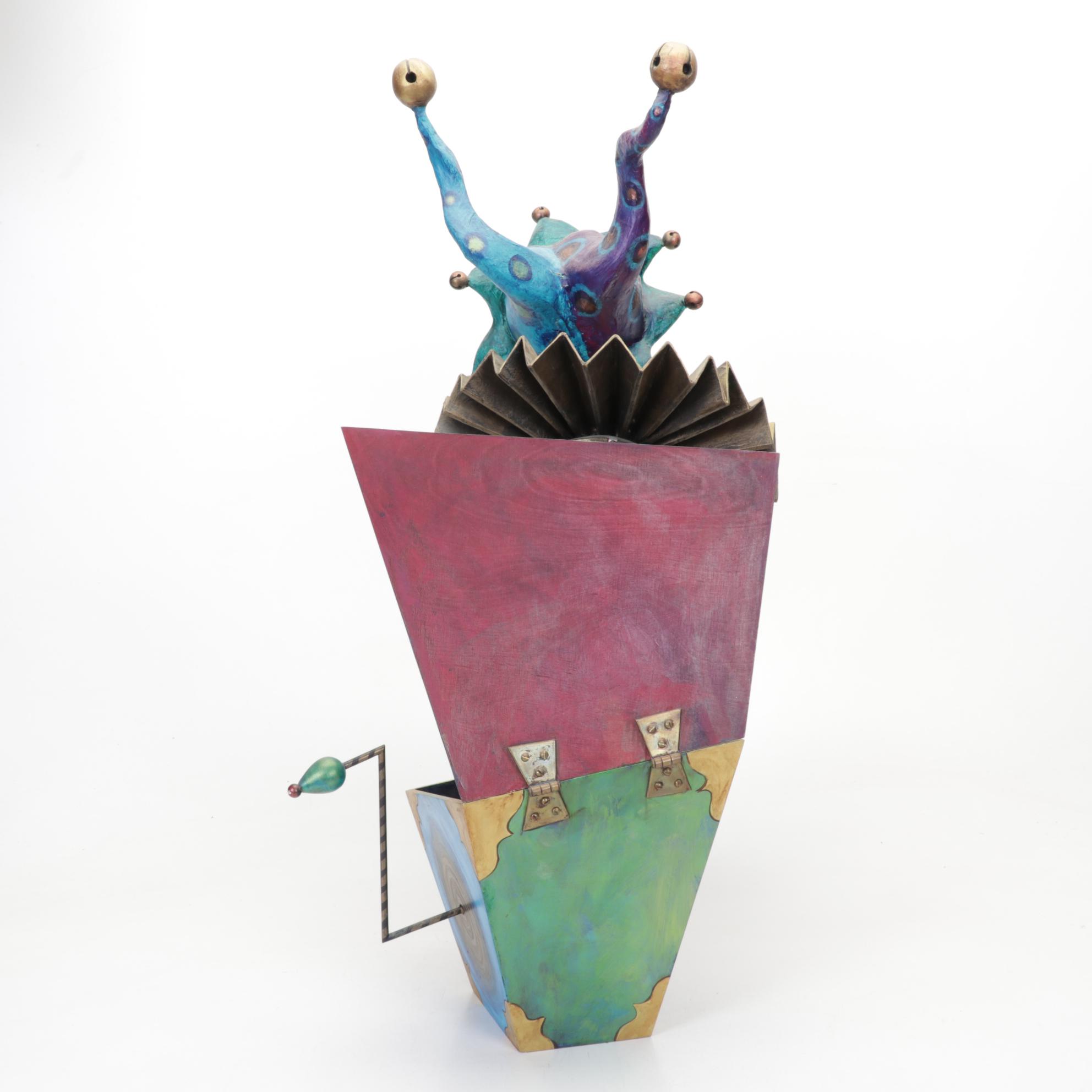 Tony Pellegrino Papier-Mâché Kissing Jack-In-The-Box Sculpture, 1998