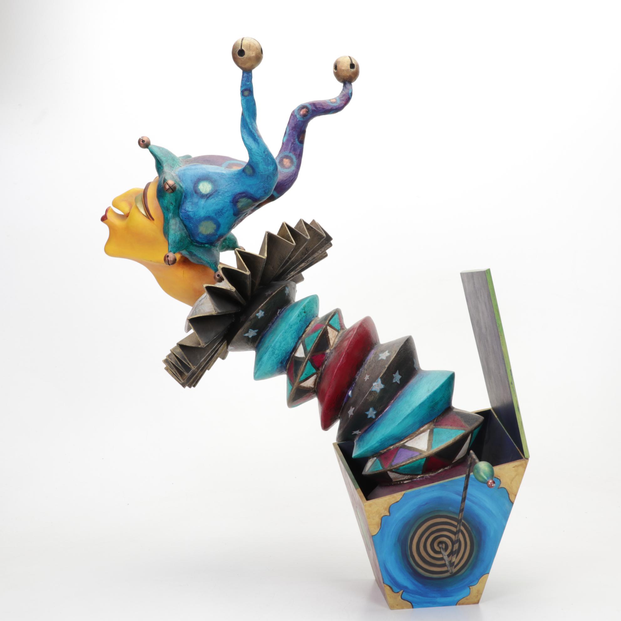 Tony Pellegrino Papier-Mâché Kissing Jack-In-The-Box Sculpture, 1998