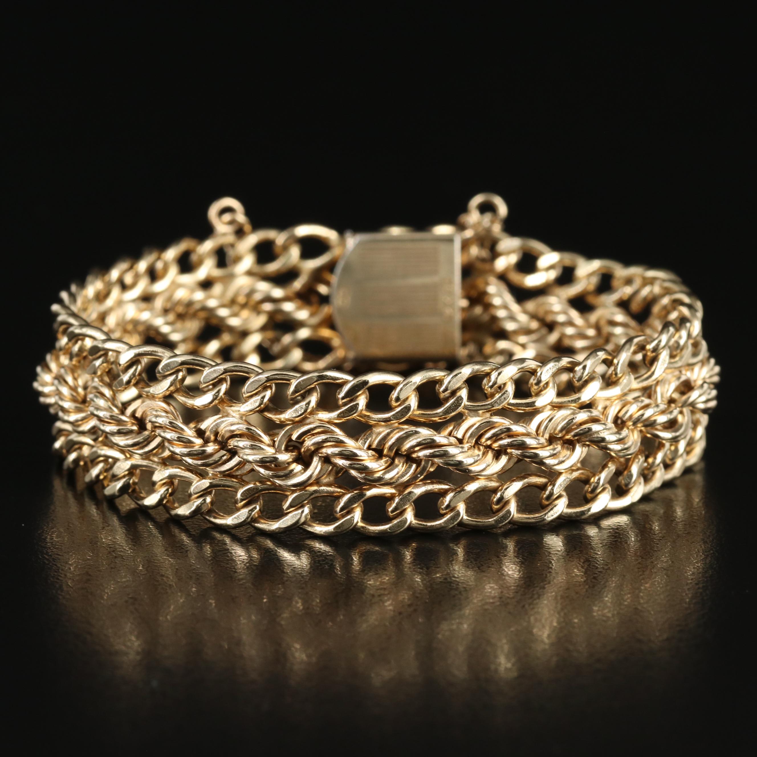 Vintage Gold-Filled Rope and Curb Chain Bracelet