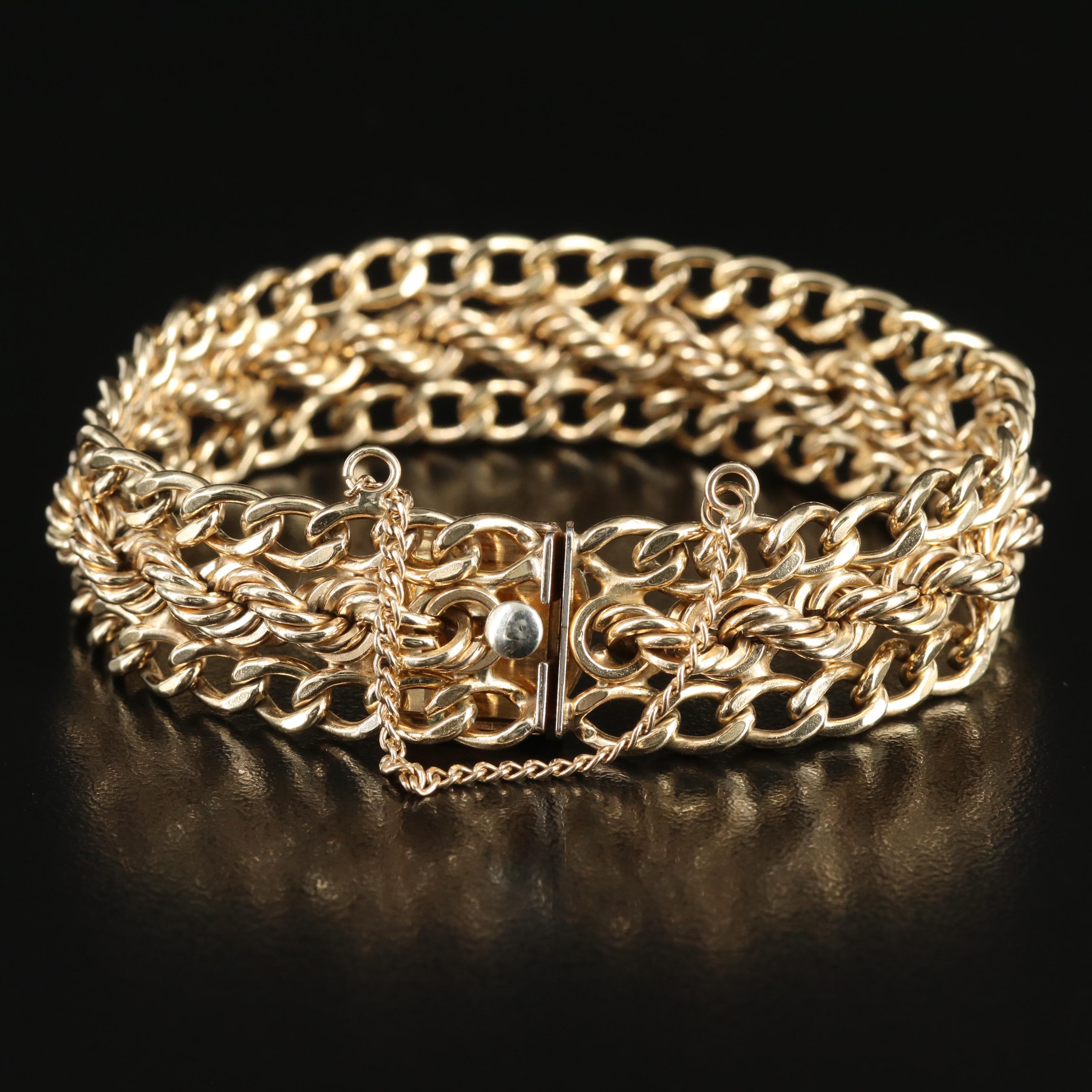 Vintage Gold-Filled Rope and Curb Chain Bracelet
